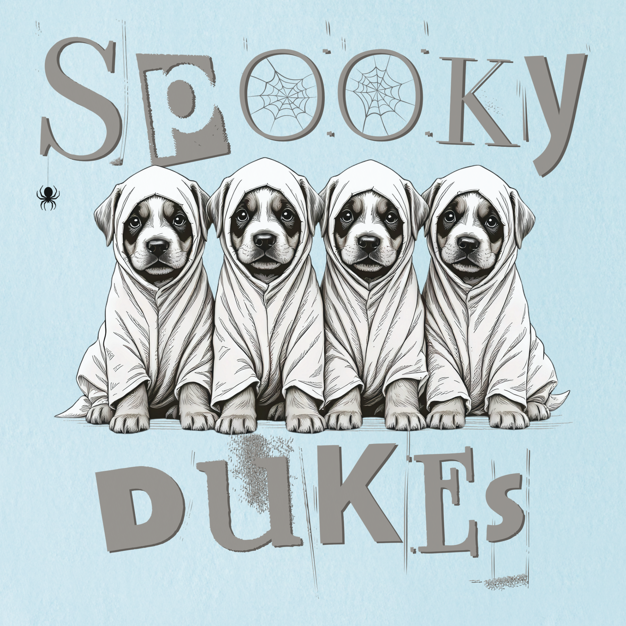 Vintage Spooky Dukes Trick-or-Treaters Dog Graphic Comfort Colors T-Shirt in Chambray-T-Shirt-Fetch N Found