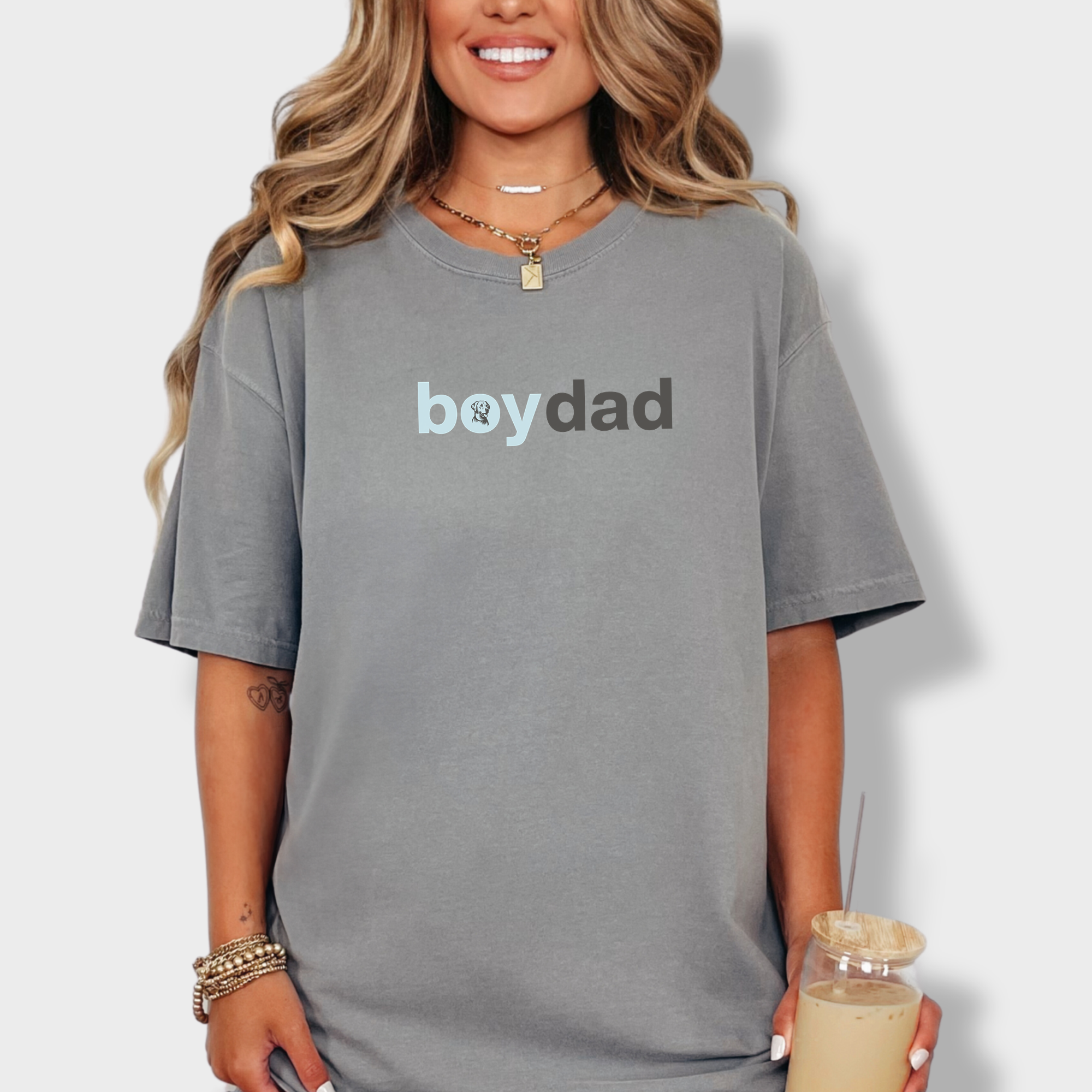Artistic Boy Dog Dad Dog Text Comfort Colors T-Shirt in Grey-Fetch N Found