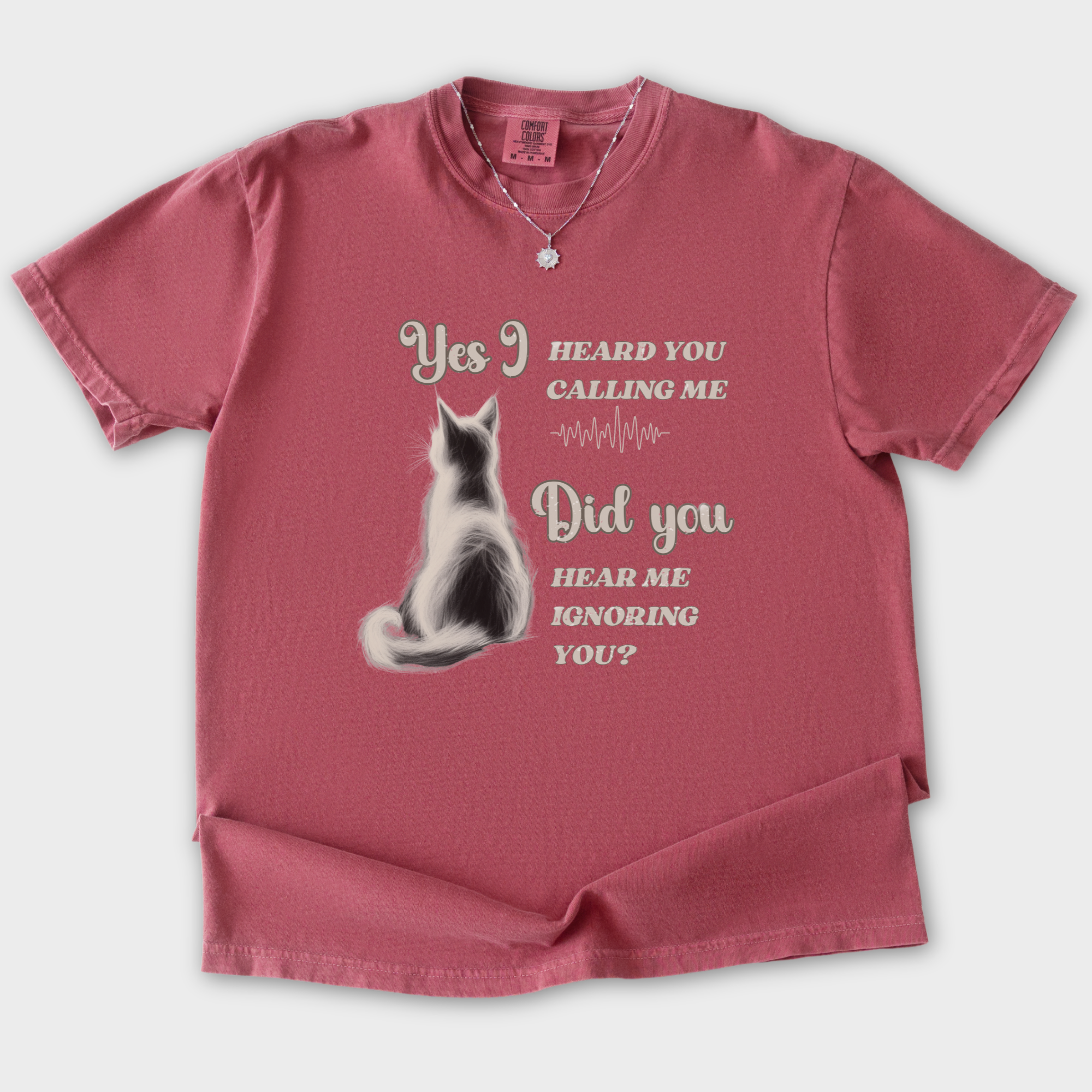 Vintage Yes I Heard You Cat Graphic Comfort Colors T-Shirt in Crimson