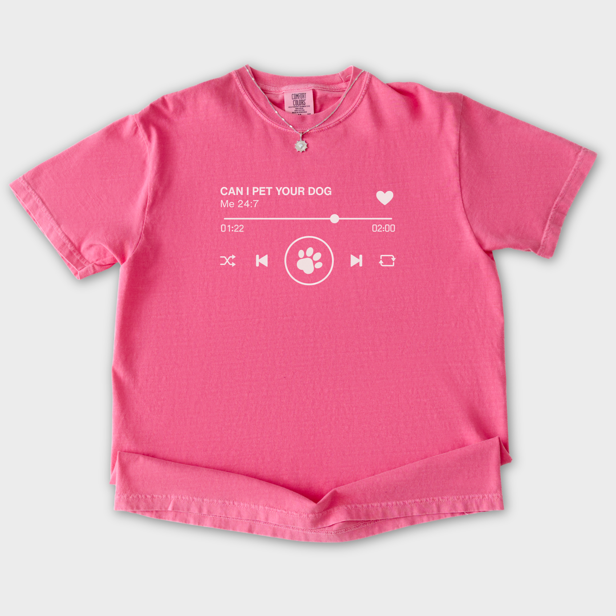 Minimalist Can I Pet Your Dog Digital Player Dog Graphic Comfort Colors T-Shirt in Crunchberry-T-Shirt-Crunchberry-S-Fetch N Found