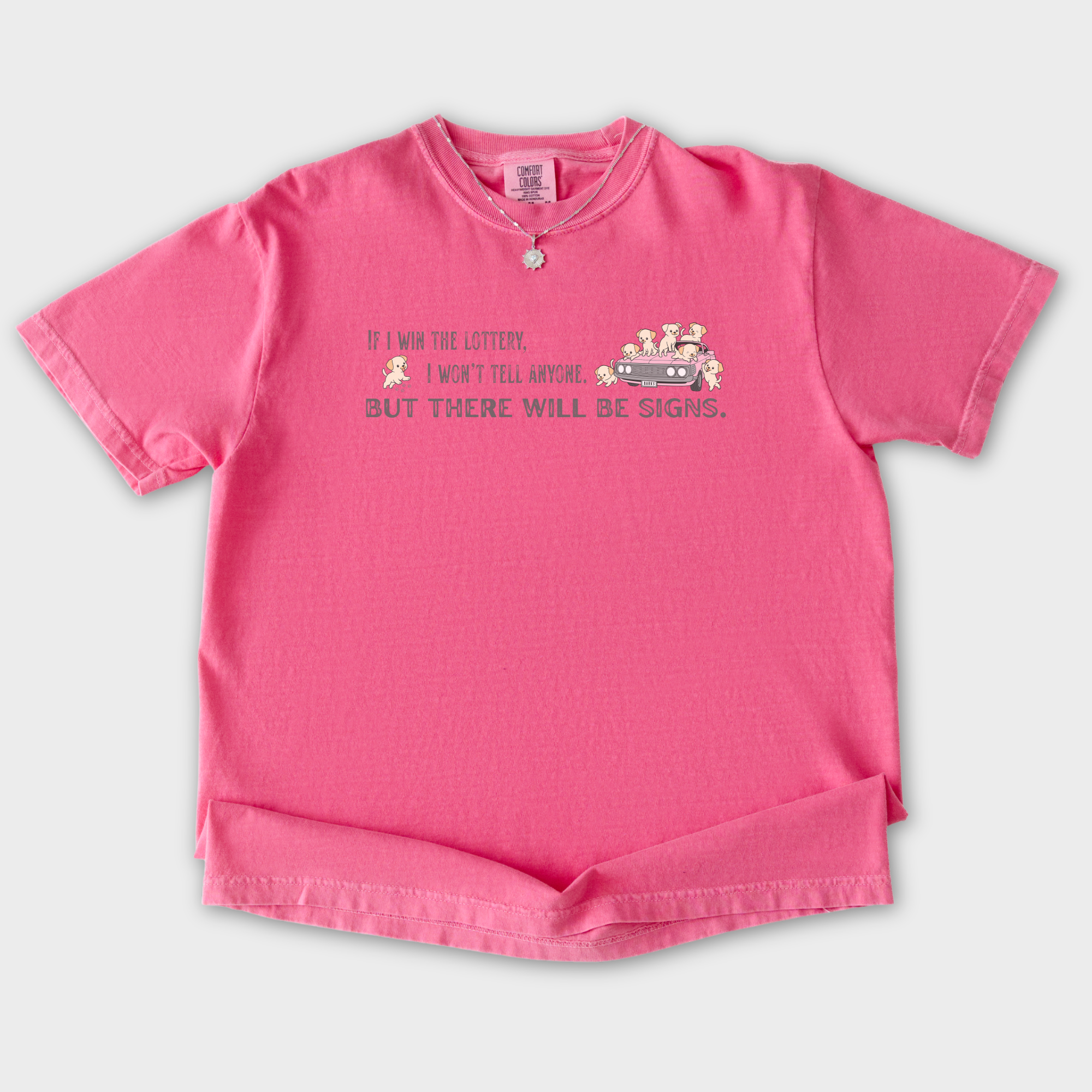 Retro If I Won The Lottery There Would Be Signs Dog Version Dog Graphic Comfort Colors T-Shirt in Crunchberry-T-Shirt-Crunchberry-S-Fetch N Found
