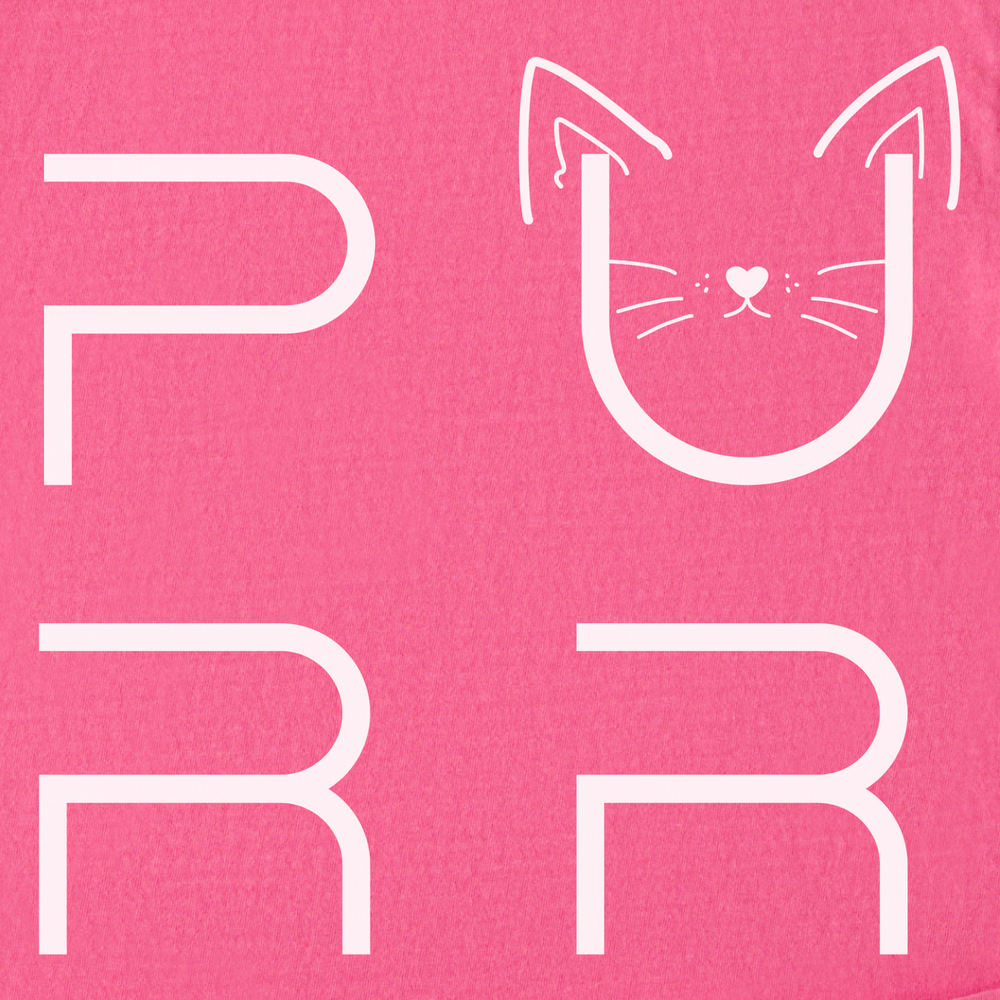 Comfort Colors® Minimalist Cat PURR Funny Pet Parent Tee - (Crunchberry)