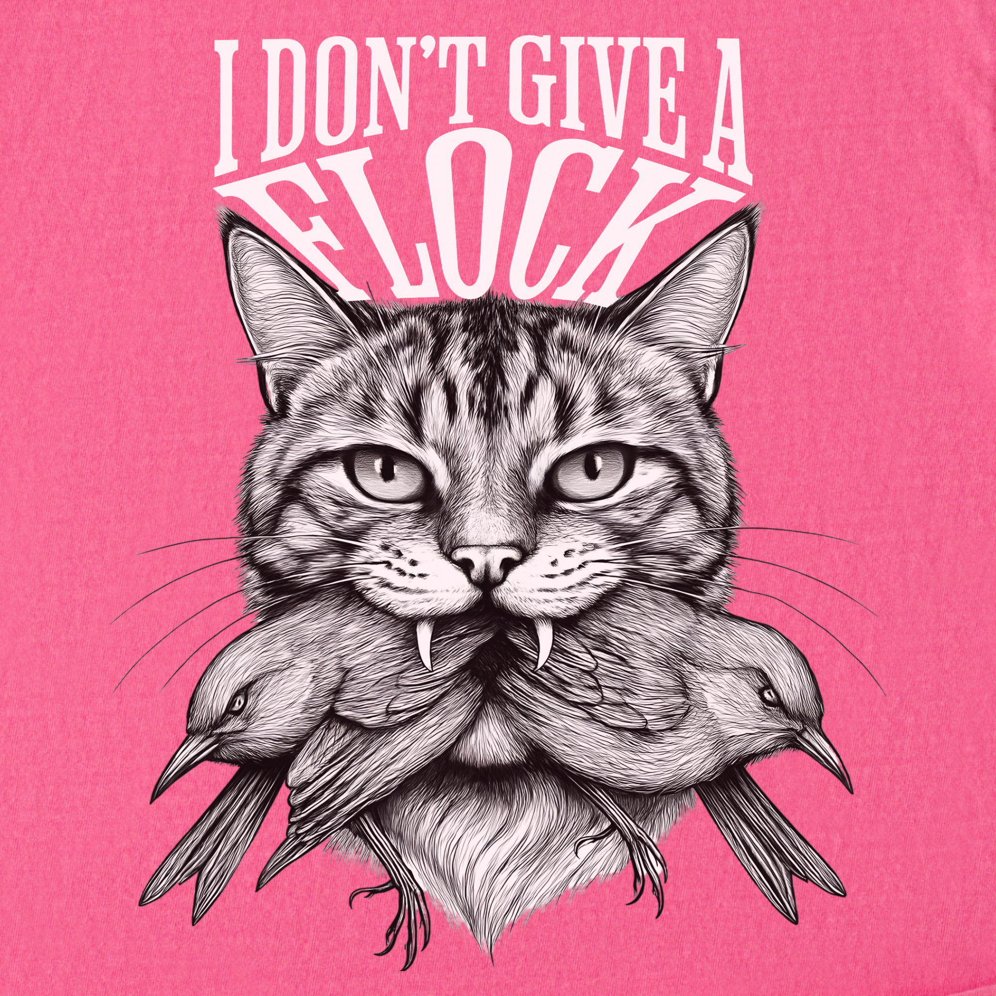 Minimalist I Dont Give a Flock Pray for My Owner Cat Graphic Comfort Colors T-Shirt in Crunchberry-T-Shirt-Fetch N Found