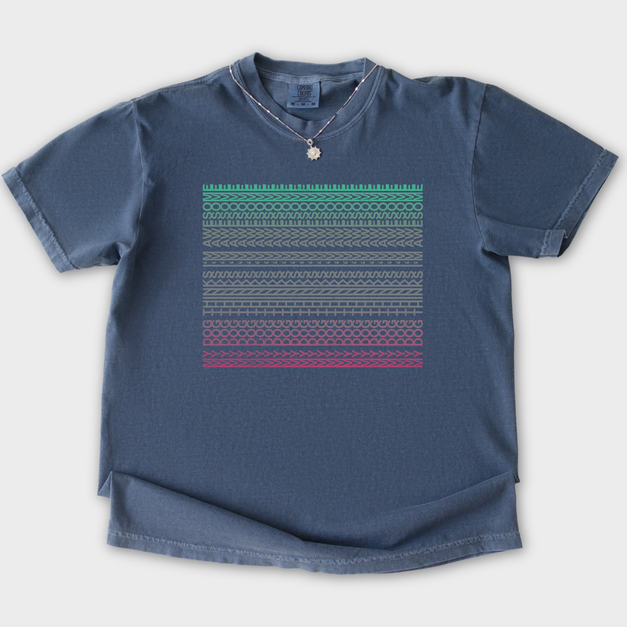 Pixelated My Dog Thinks Im Awesome Secret Message Dog Text Comfort Colors T-Shirt in Denim-T-Shirt-Denim-S-Fetch N Found