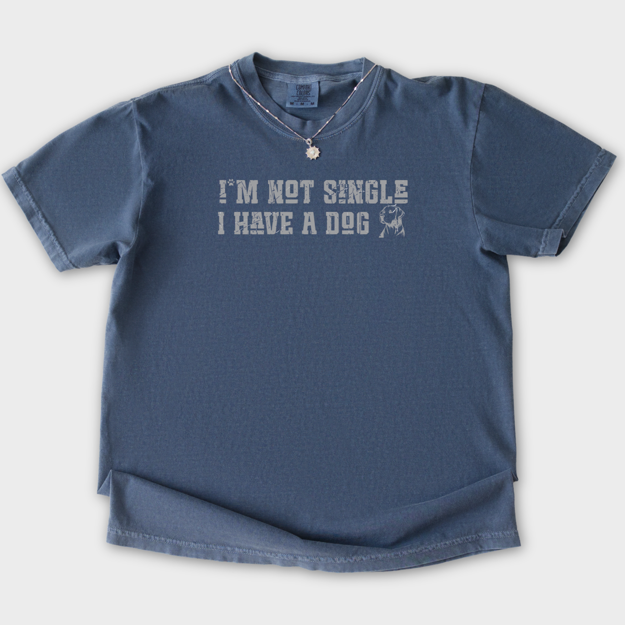 Retro I'm Not Single Dog Minimalist Comfort Colors T-Shirt in Denim