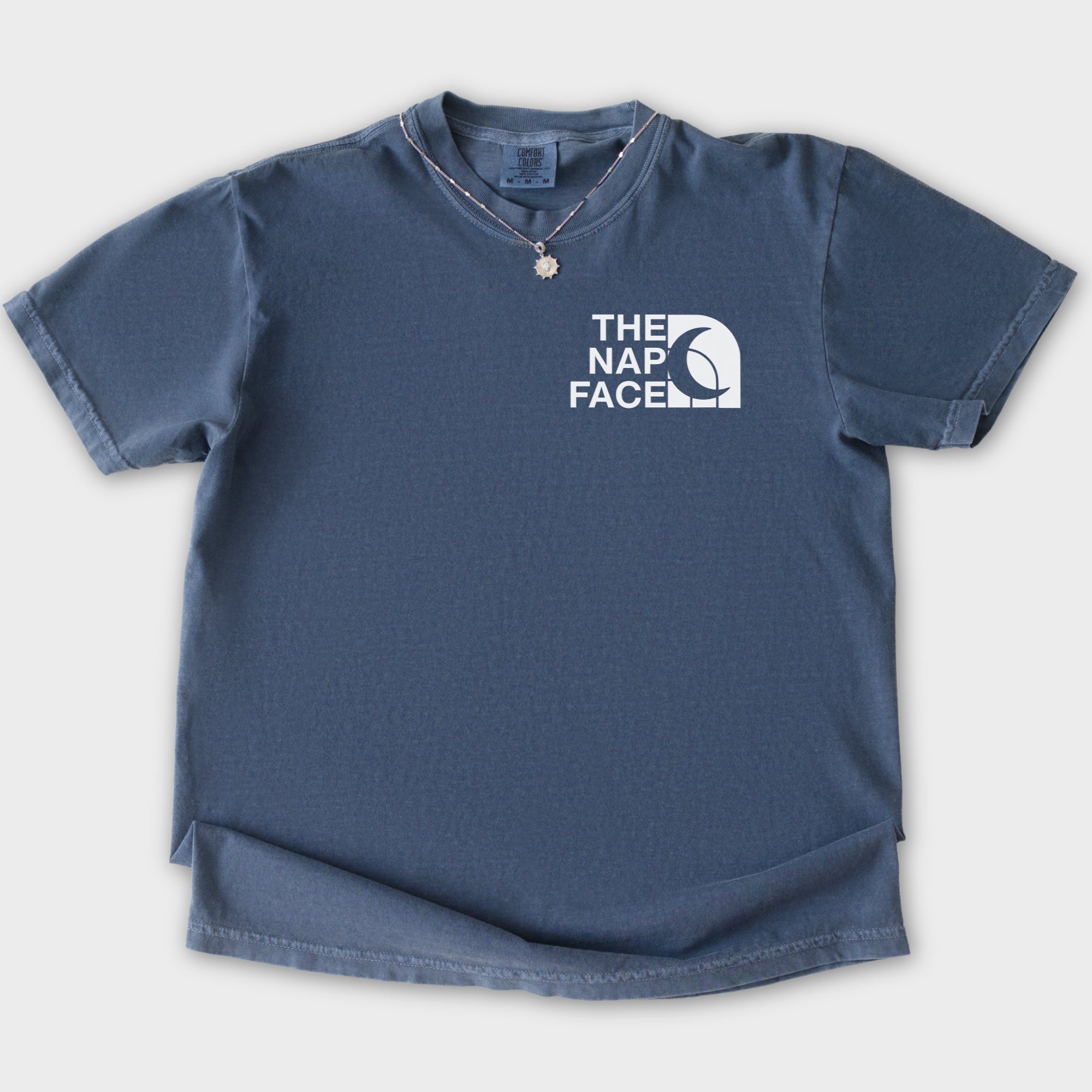Modern The Nap Face Pet Text Comfort Colors T-Shirt in Denim