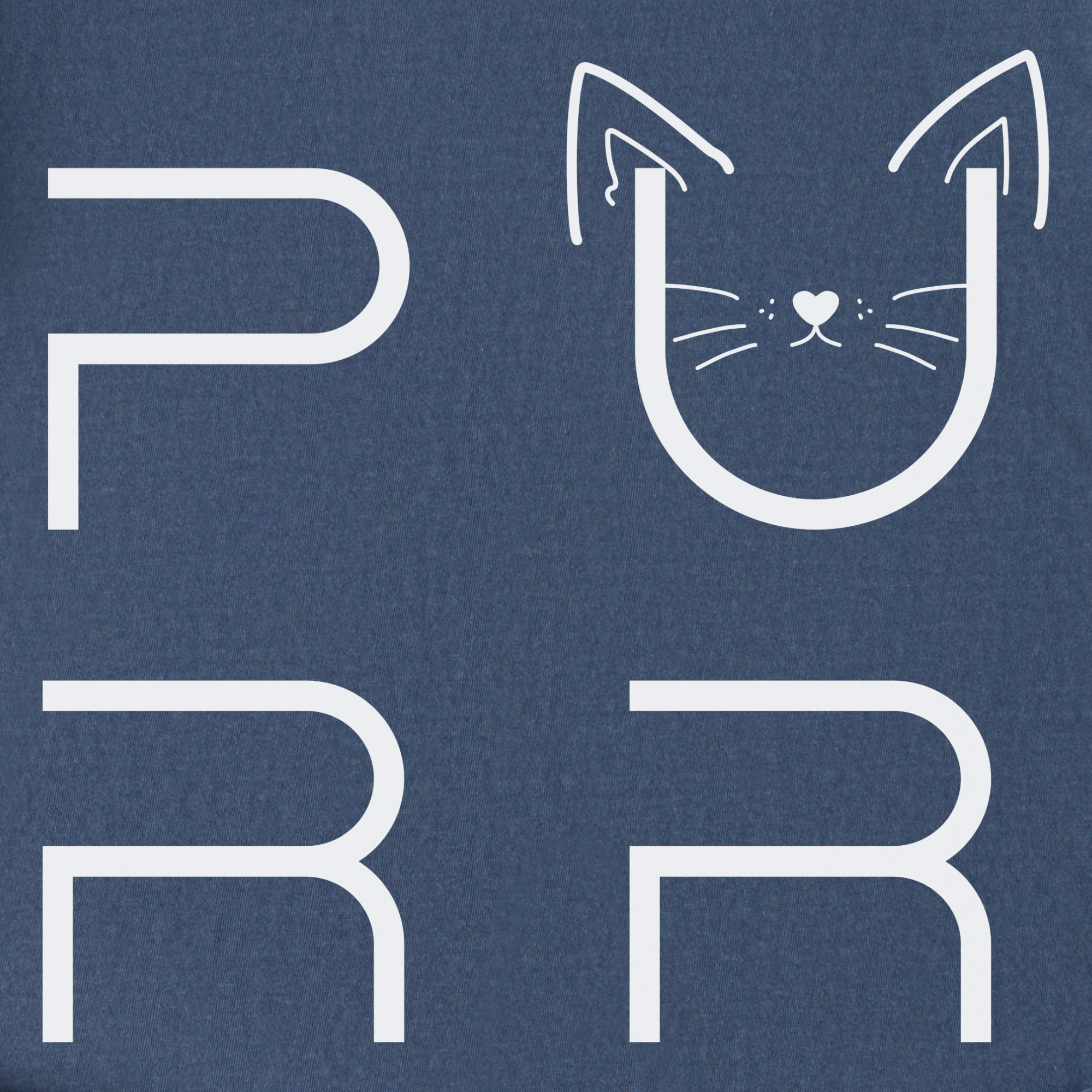 Minimalist Cat PURR T-Shirt in Denim