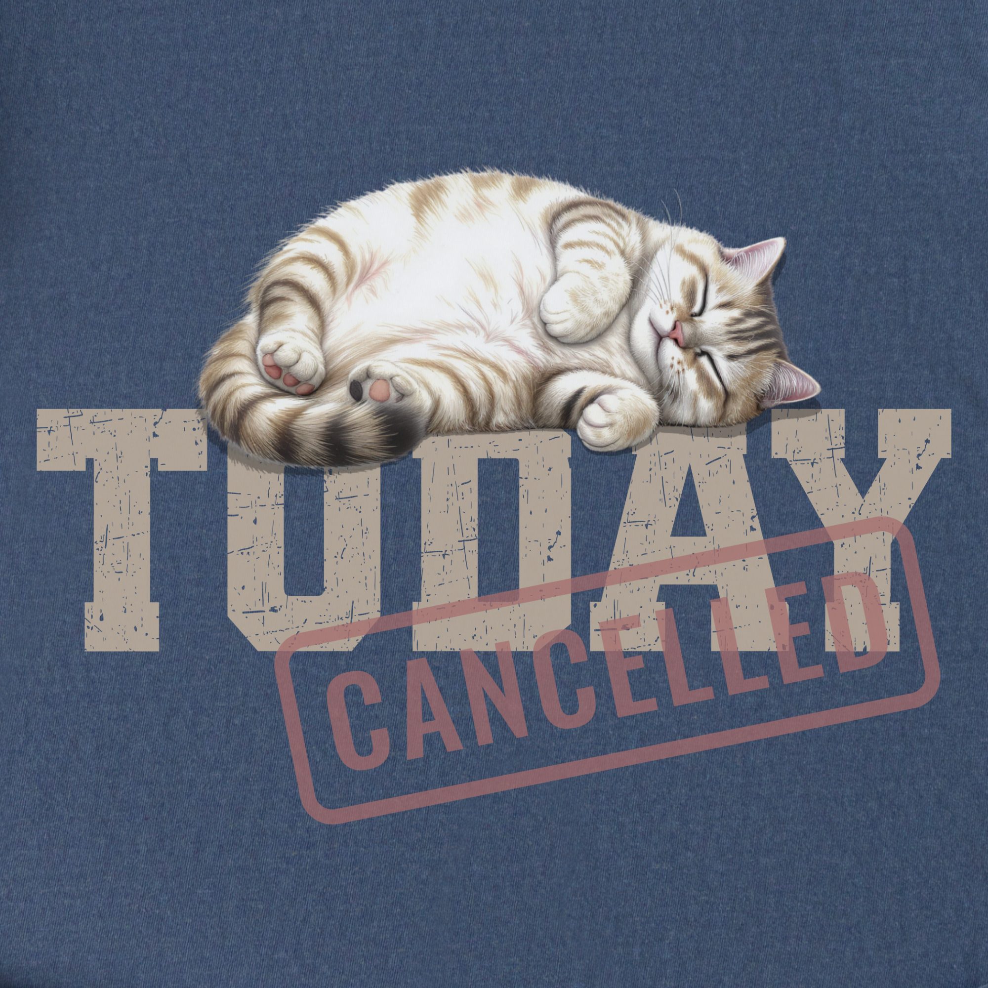 Line Art Today is Cancelled Cat Graphic Comfort Colors T-Shirt in Denim-T-Shirt-Fetch N Found