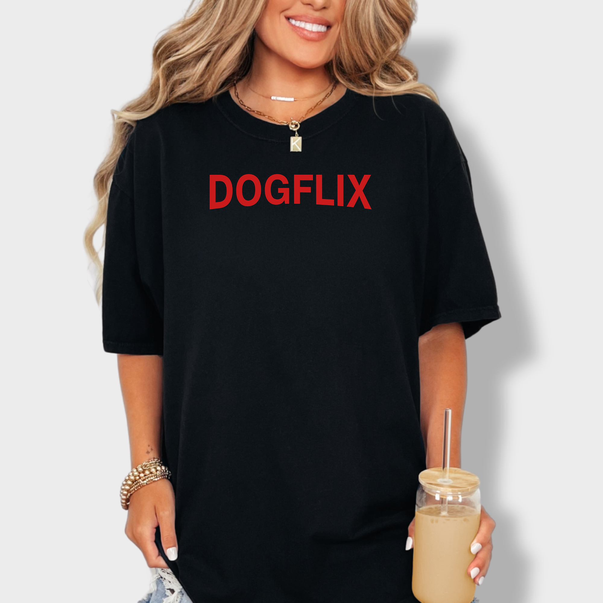 Modern DOGFLIX Dog Graphic Comfort Colors T-Shirt in Black-Fetch N Found