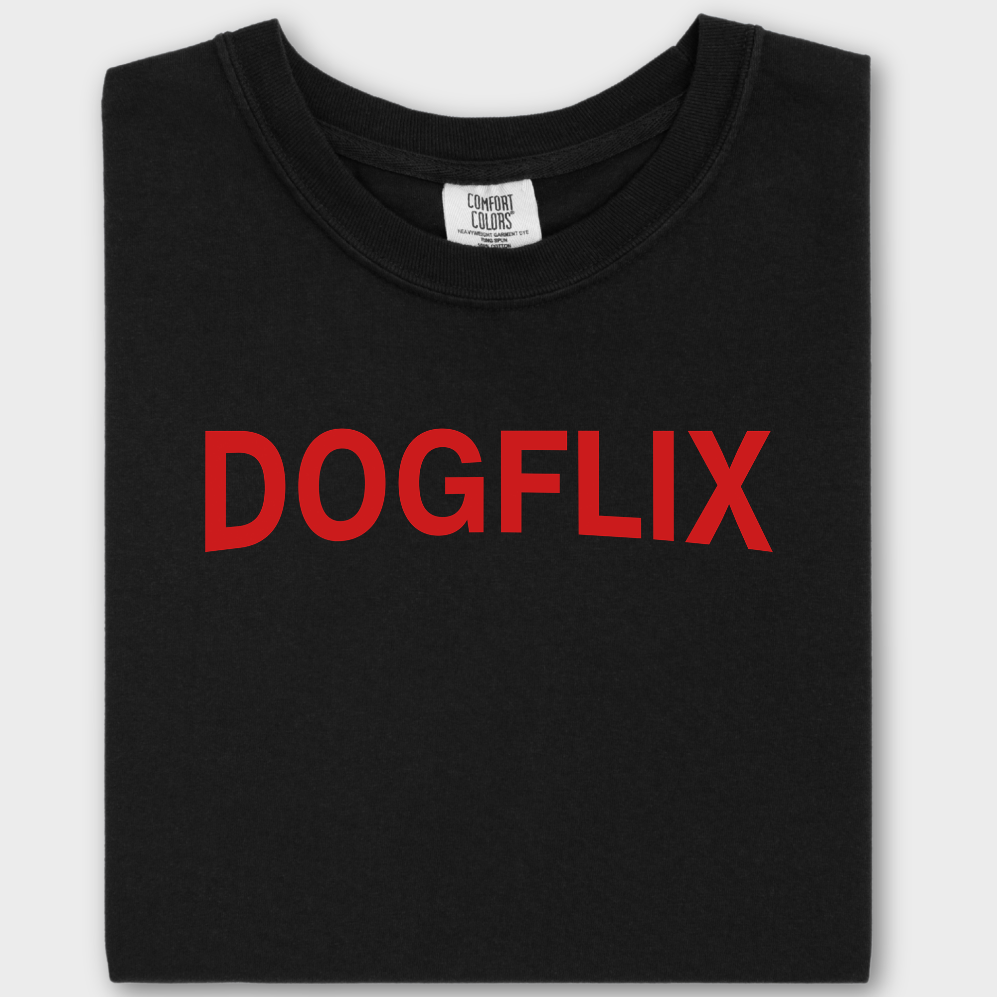 Modern DOGFLIX Dog Graphic Comfort Colors T-Shirt in Black-Fetch N Found