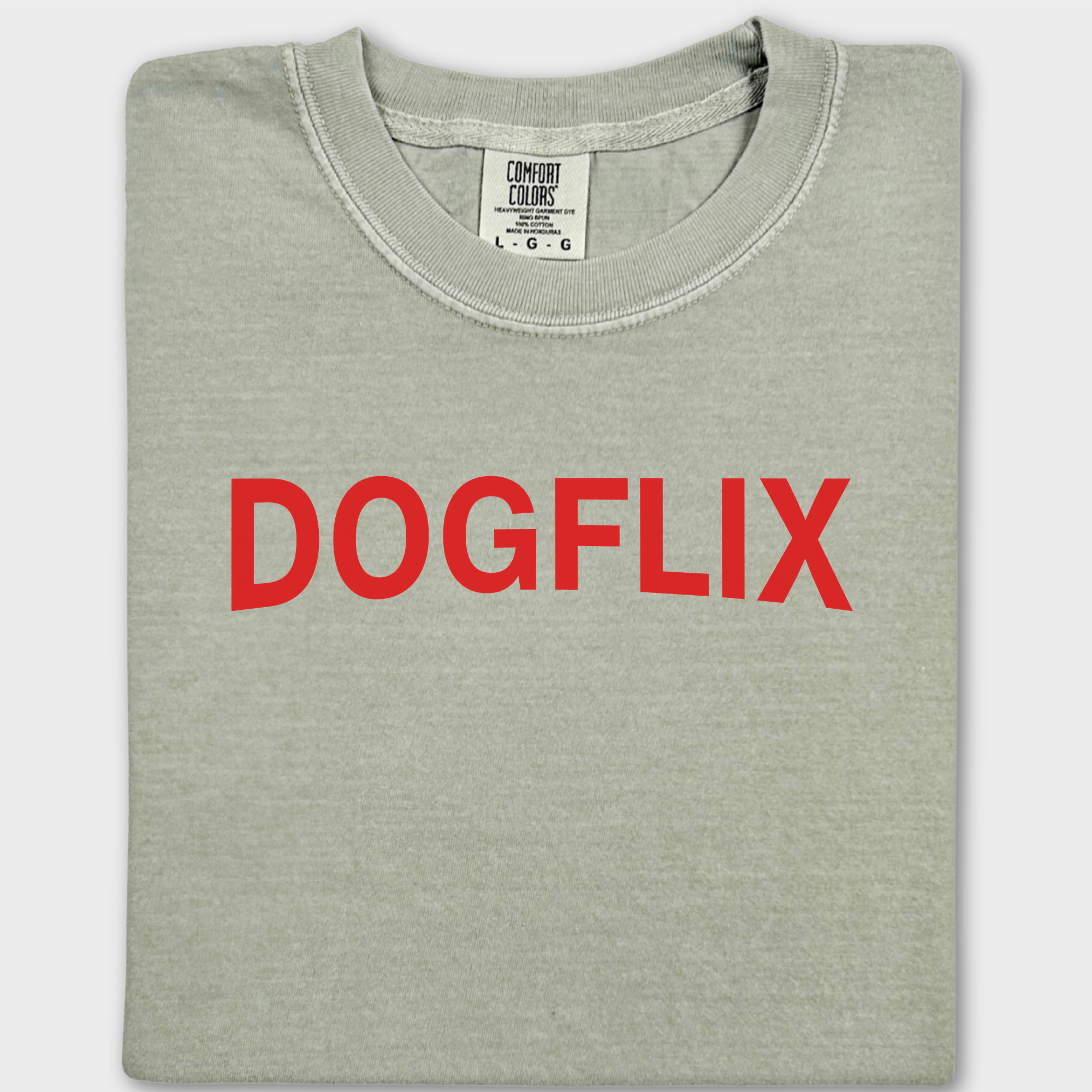 Modern DOGFLIX Dog Graphic Comfort Colors T-Shirt in Khaki-Fetch N Found