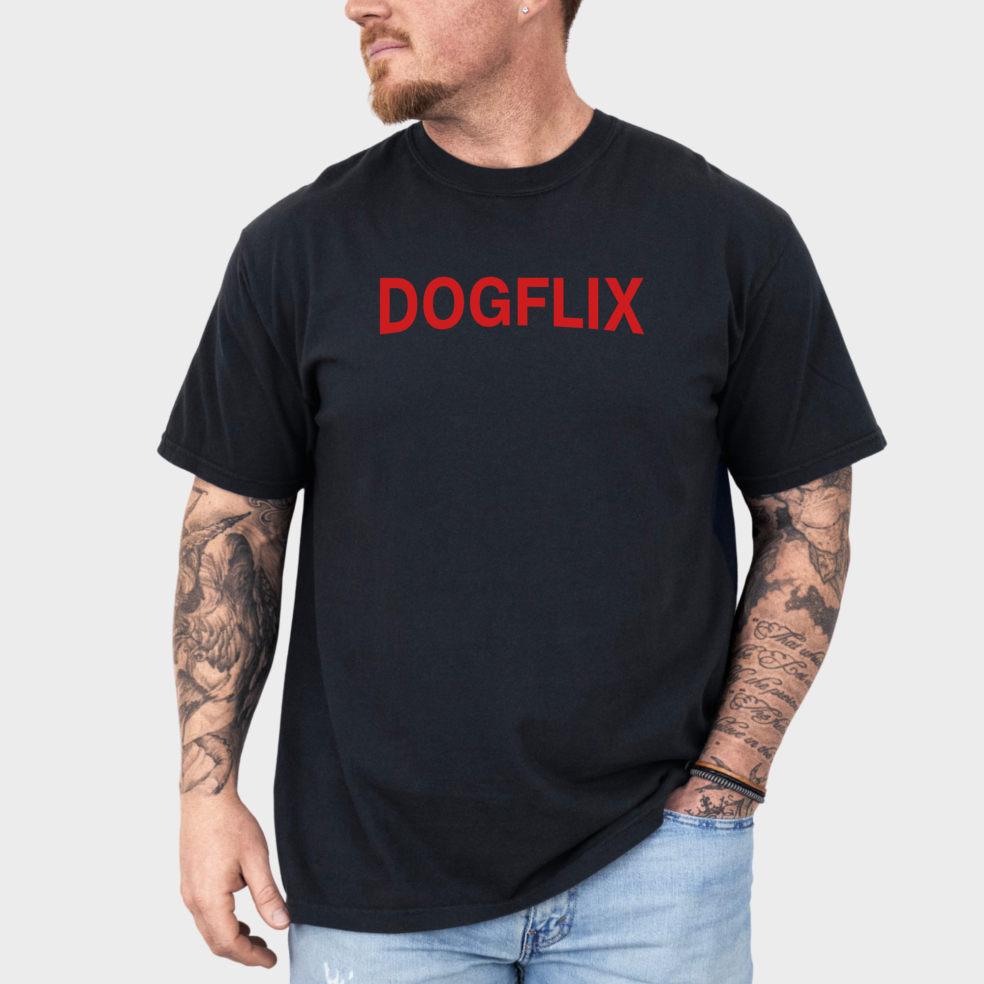 Modern DOGFLIX Dog Graphic Comfort Colors T-Shirt in Black-Fetch N Found