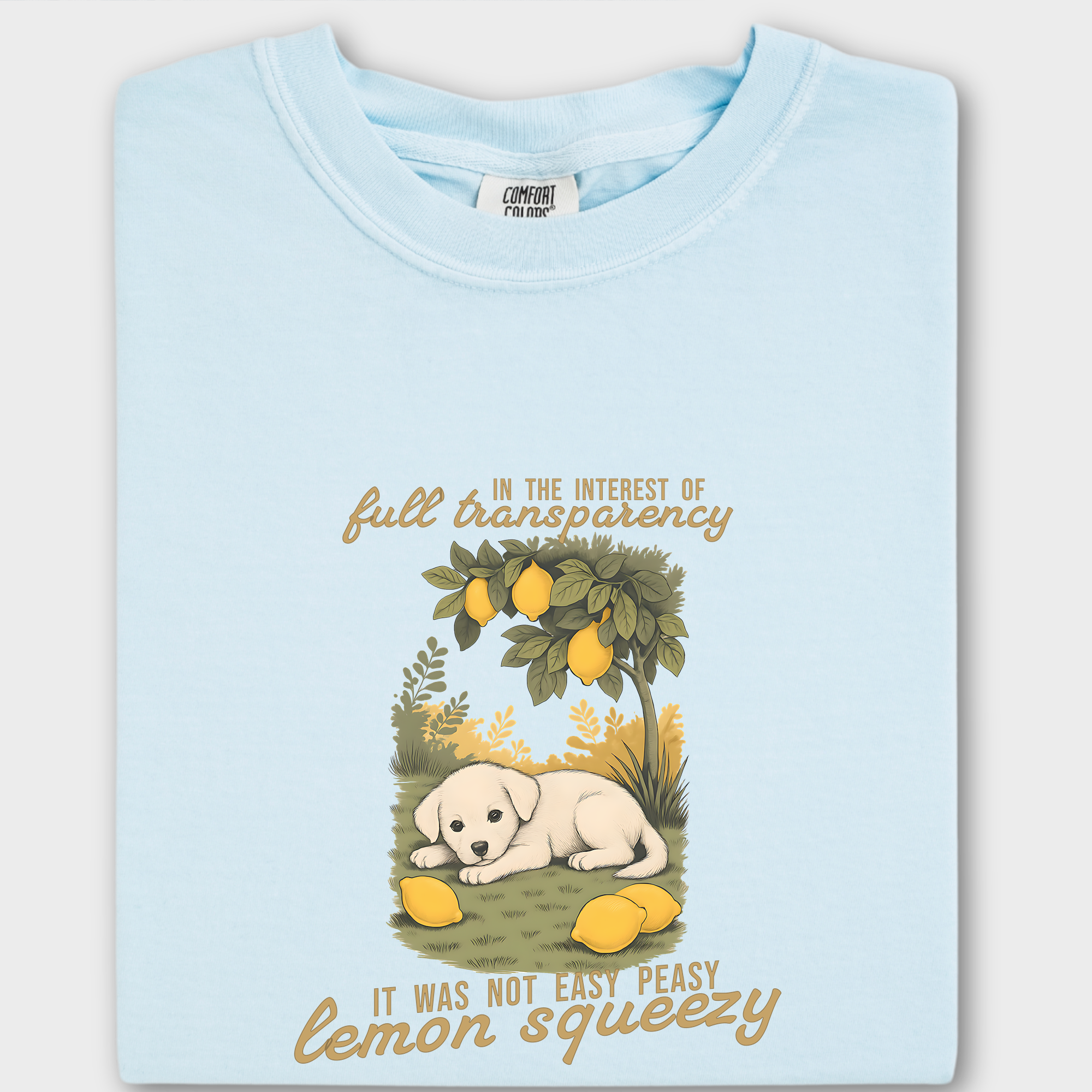 Vintage Not So Easy Lemon Squeezy Dog Dog Graphic Comfort Colors T-Shirt in Chambray-T-Shirt-Chambray-Fetch N Found