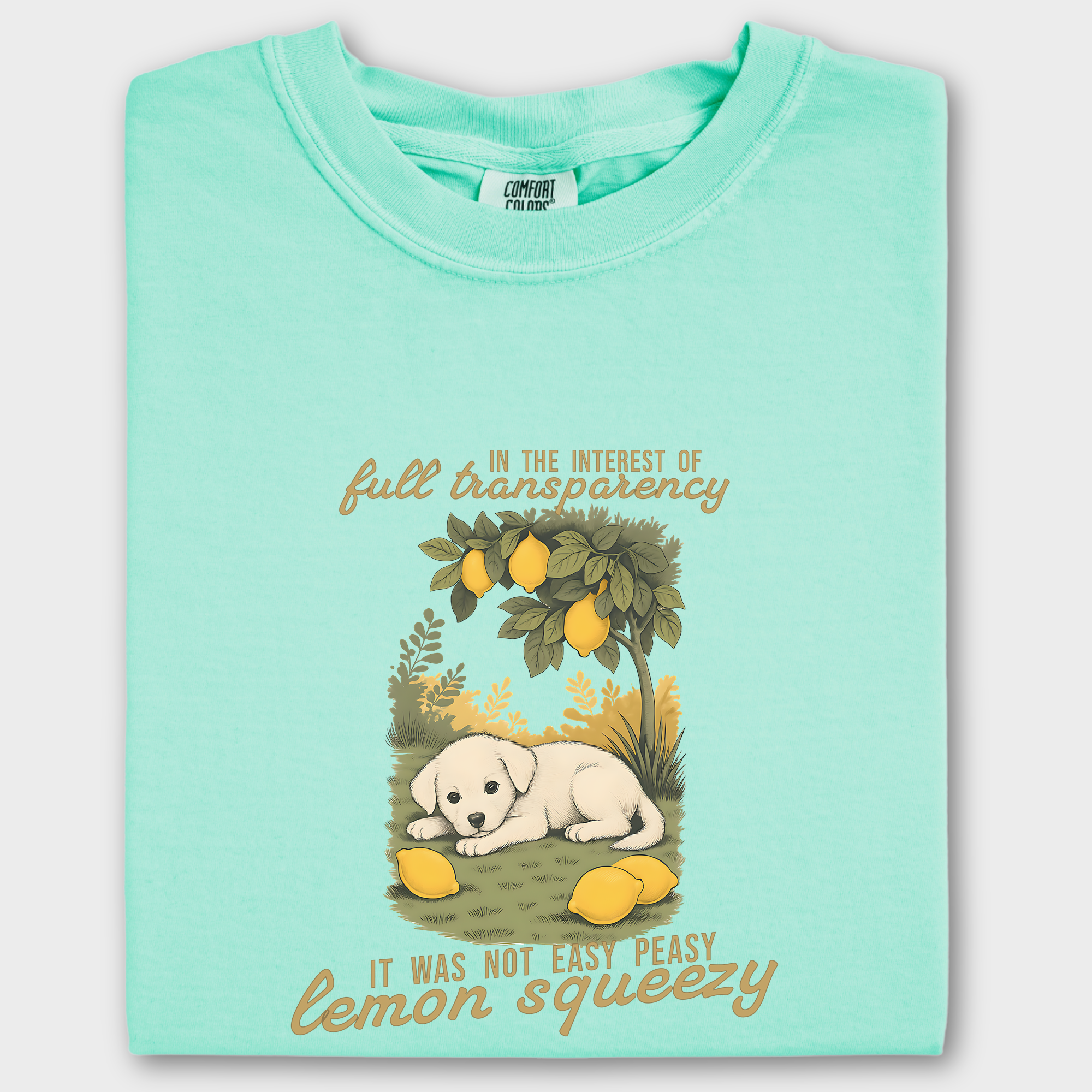 Vintage Not So Easy Lemon Squeezy Dog Dog Graphic Comfort Colors T-Shirt in Island Reef-T-Shirt-Island Reef-Fetch N Found