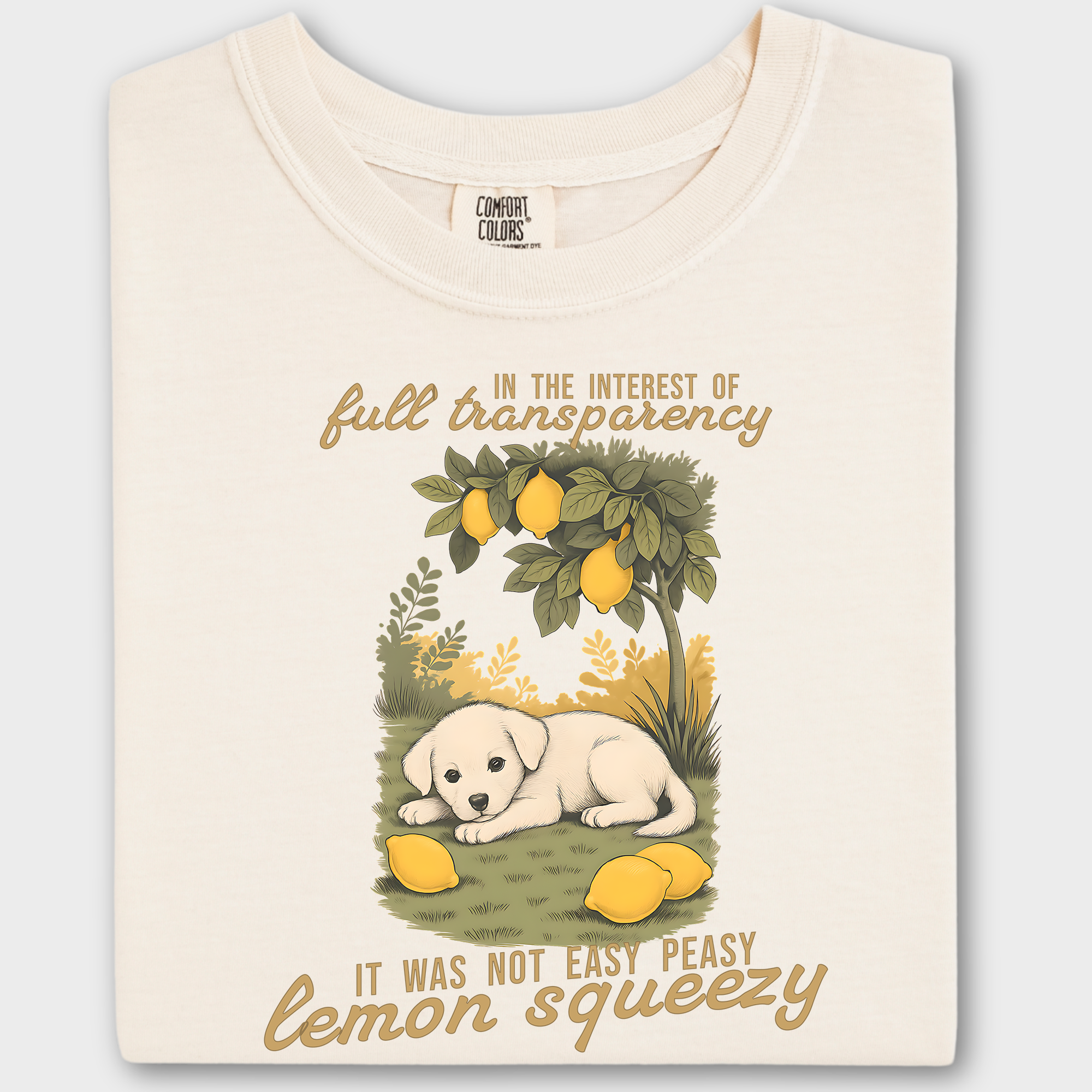 Vintage Not So Easy Lemon Squeezy Dog Dog Graphic Comfort Colors T-Shirt in Ivory-T-Shirt-Ivory-Fetch N Found