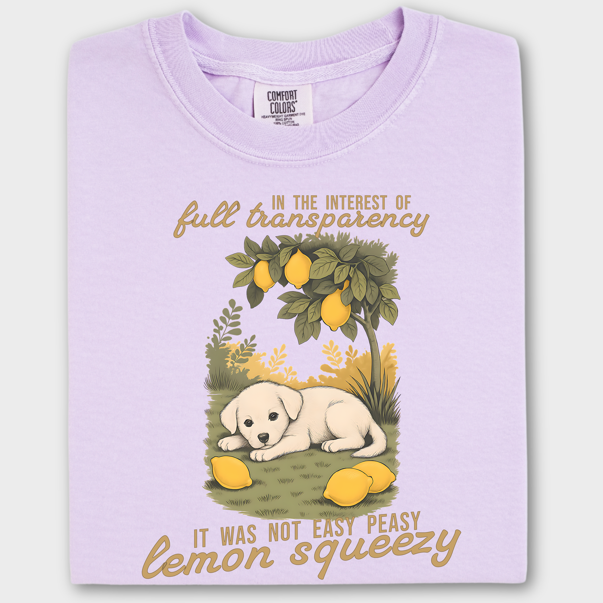 Vintage Not So Easy Lemon Squeezy Dog Dog Graphic Comfort Colors T-Shirt in Orchid-T-Shirt-Orchid-Fetch N Found