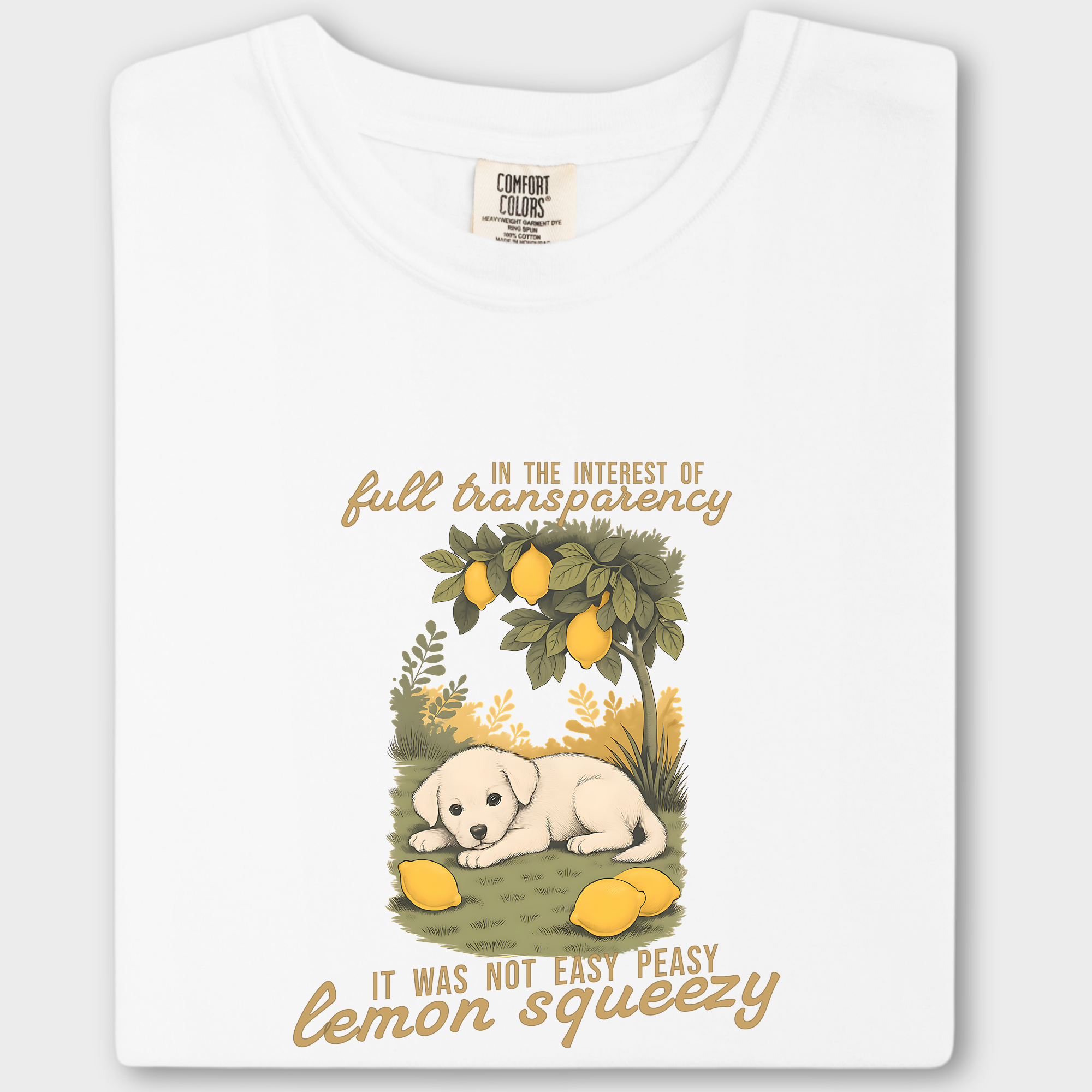 Vintage Not So Easy Lemon Squeezy Dog Dog Graphic Comfort Colors T-Shirt in White-T-Shirt-White-Fetch N Found