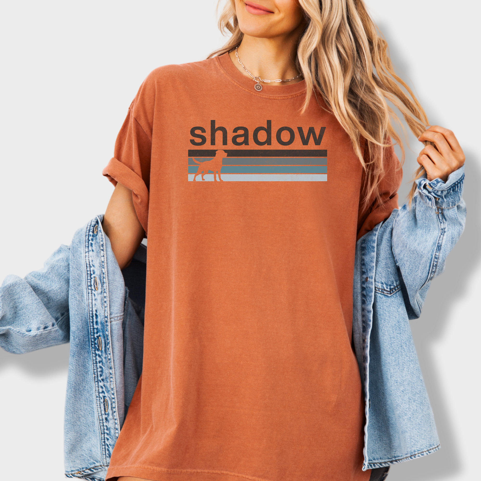 Retro Dog Shadow Dog Text Comfort Colors T-Shirt in Yam-Fetch N Found