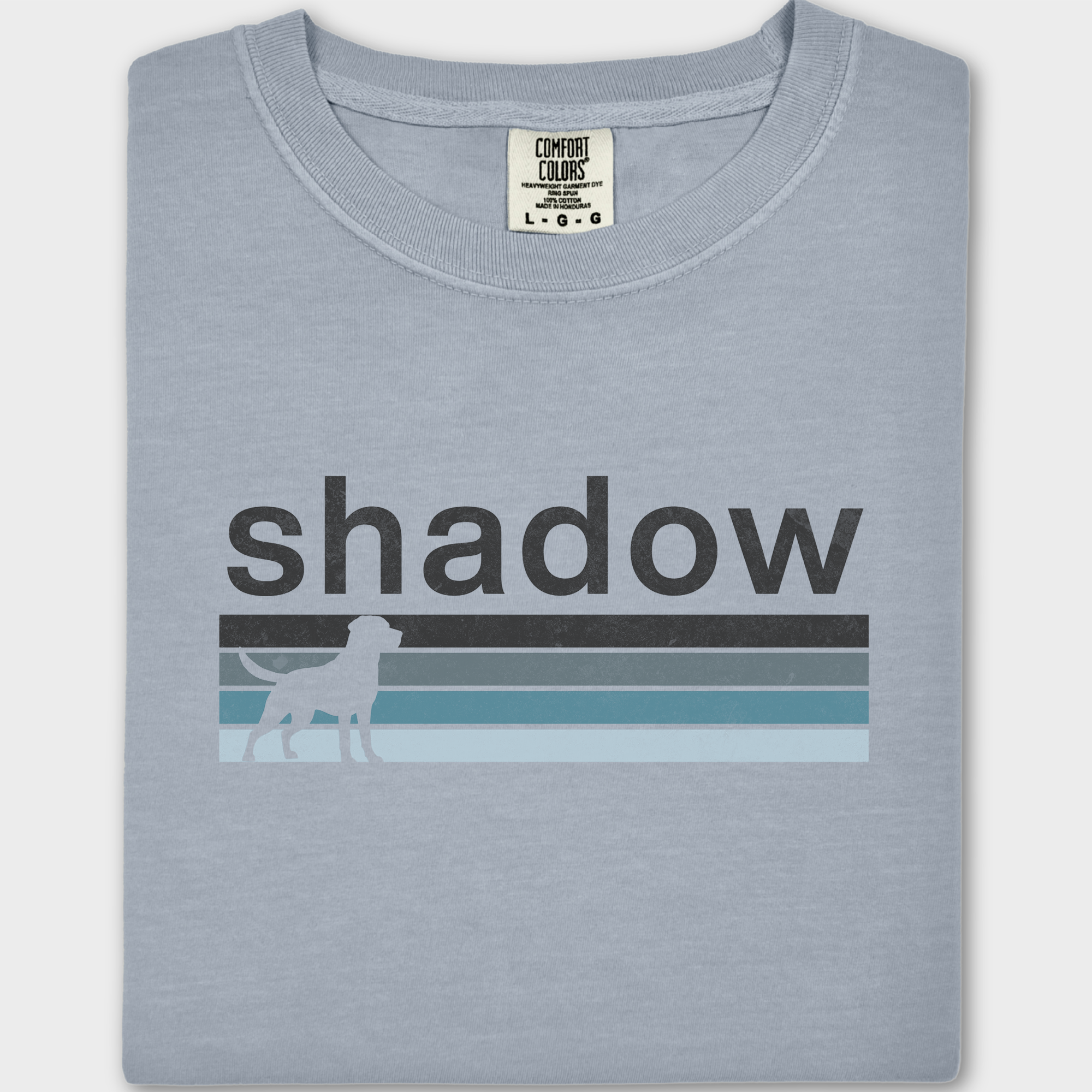 Retro Dog Shadow Dog Text Comfort Colors T-Shirt in Granite-Fetch N Found