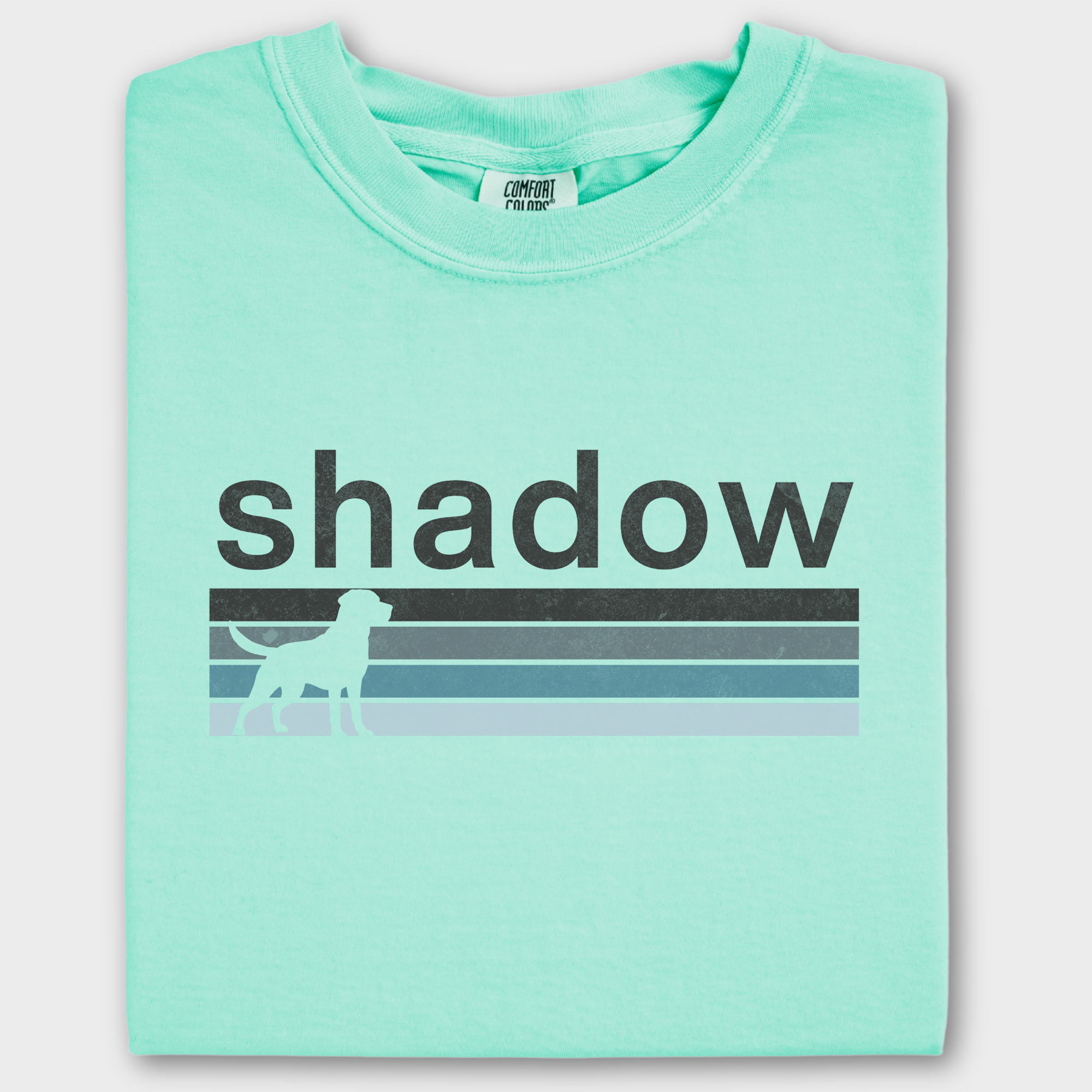 Retro Dog Shadow Dog Text Comfort Colors T-Shirt in Island Reef-Fetch N Found