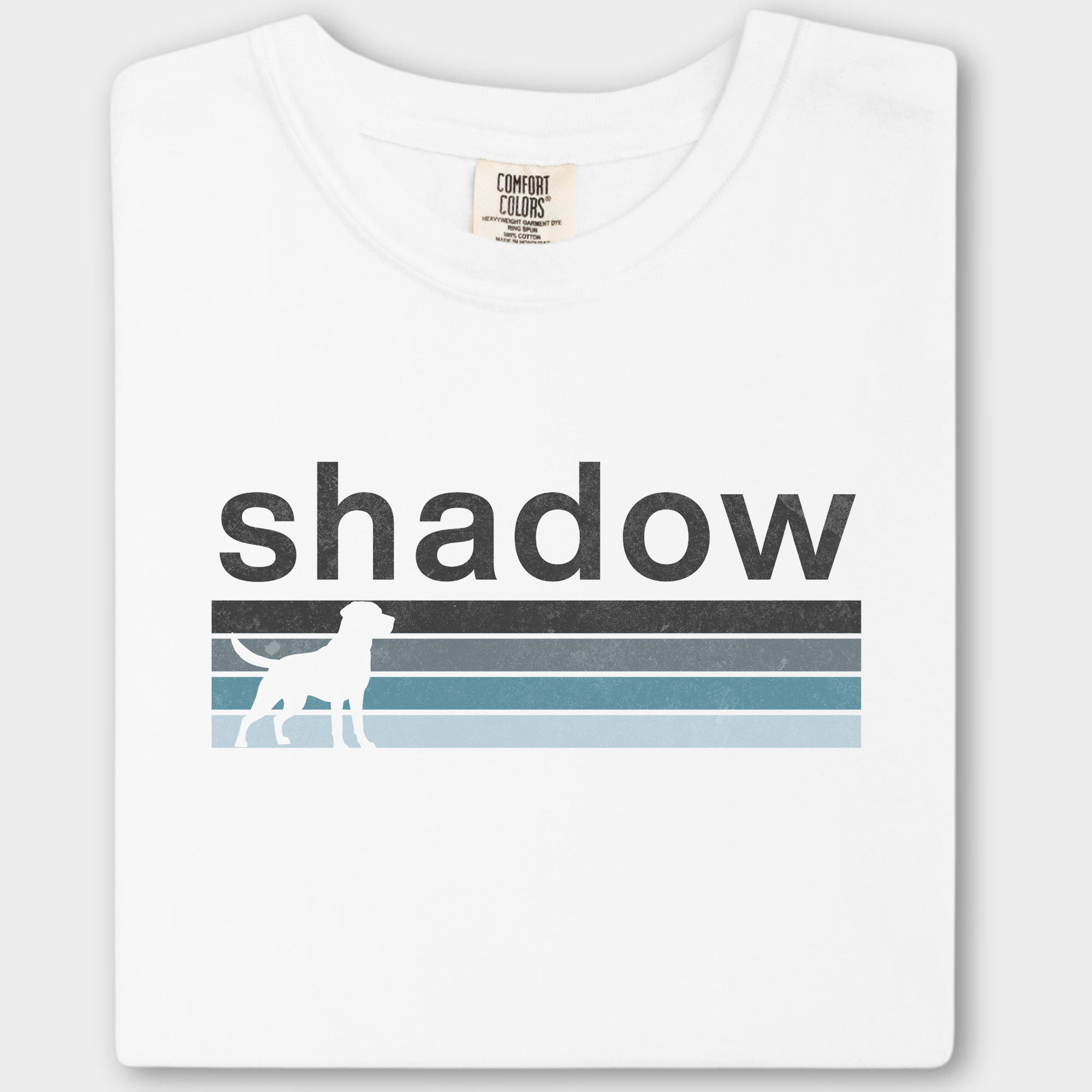 Retro Dog Shadow Dog Text Comfort Colors T-Shirt in White-Fetch N Found