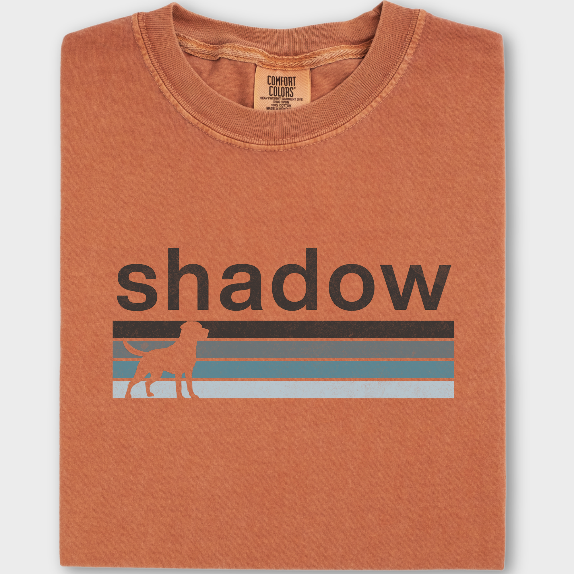 Retro Dog Shadow Dog Text Comfort Colors T-Shirt in Yam-Fetch N Found