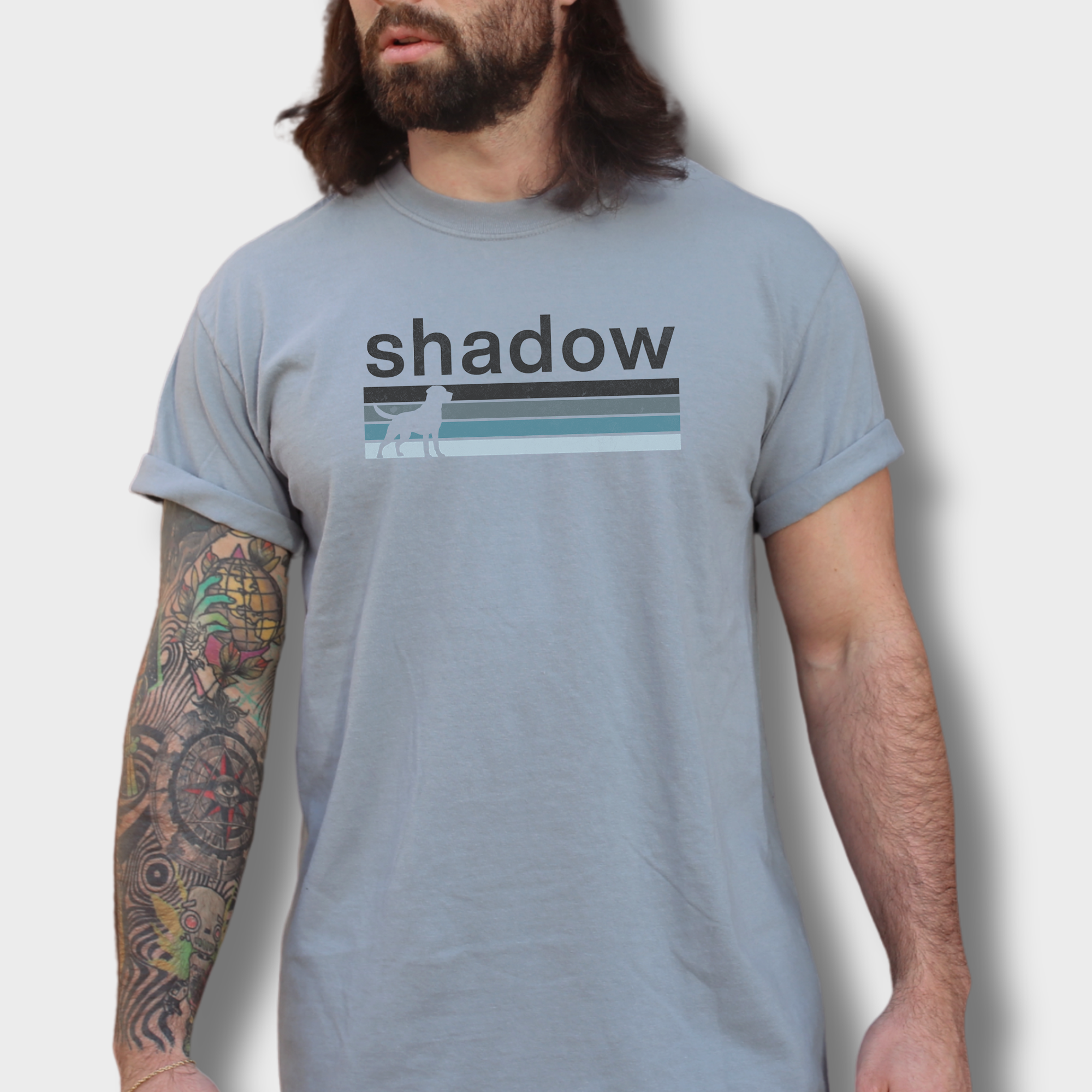 Retro Dog Shadow Dog Text Comfort Colors T-Shirt in Granite-Fetch N Found