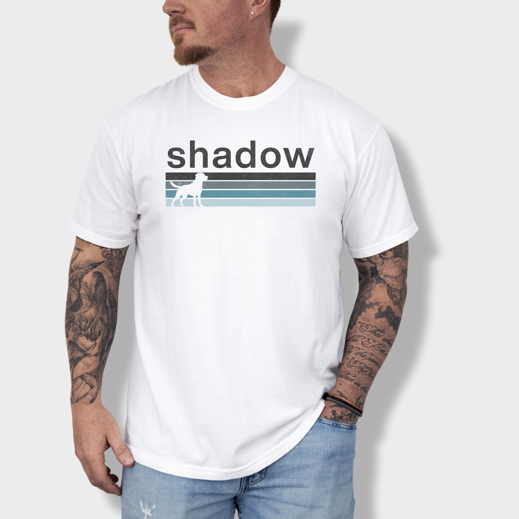 Retro Dog Shadow Dog Text Comfort Colors T-Shirt in White-Fetch N Found
