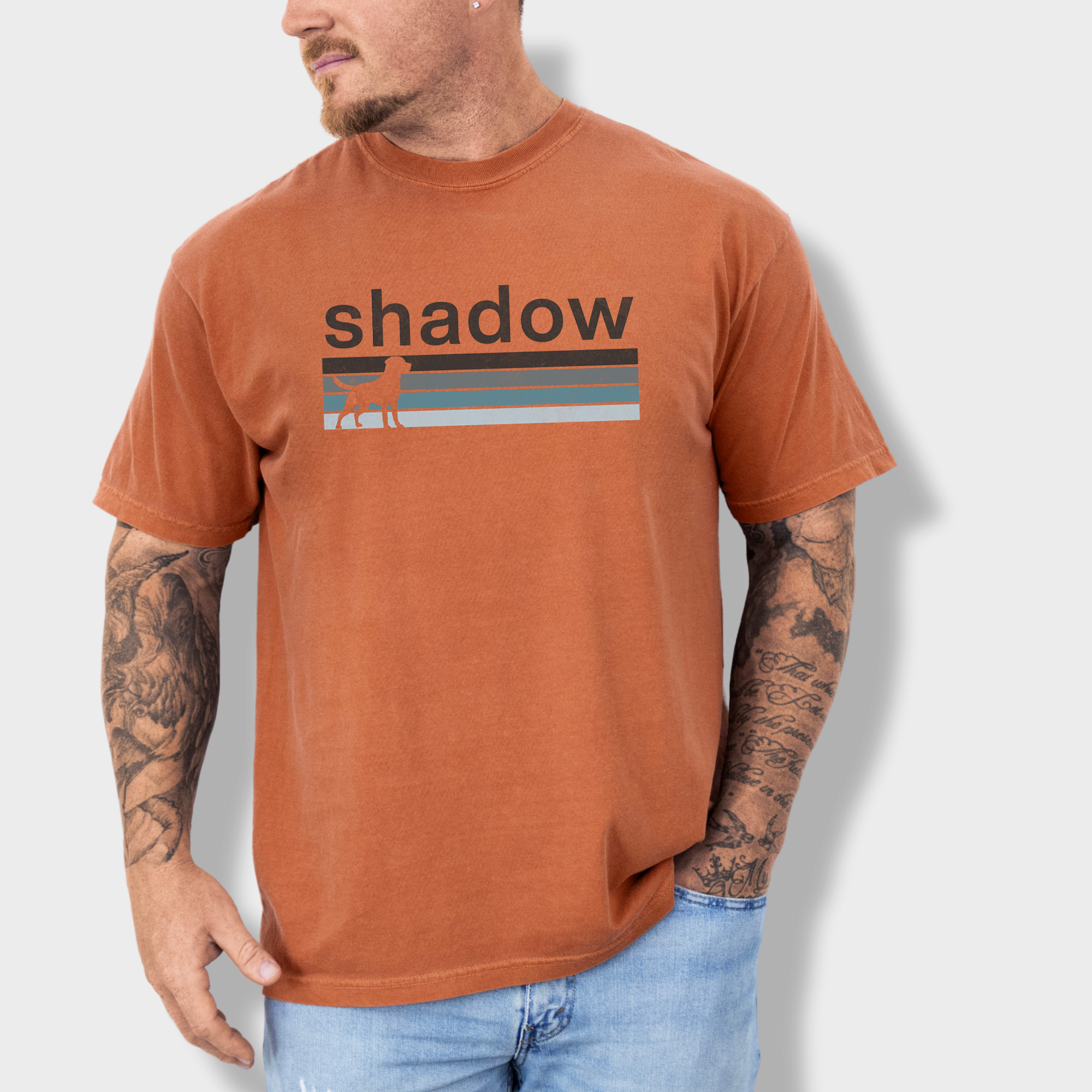 Retro Dog Shadow Dog Text Comfort Colors T-Shirt in Yam-Fetch N Found