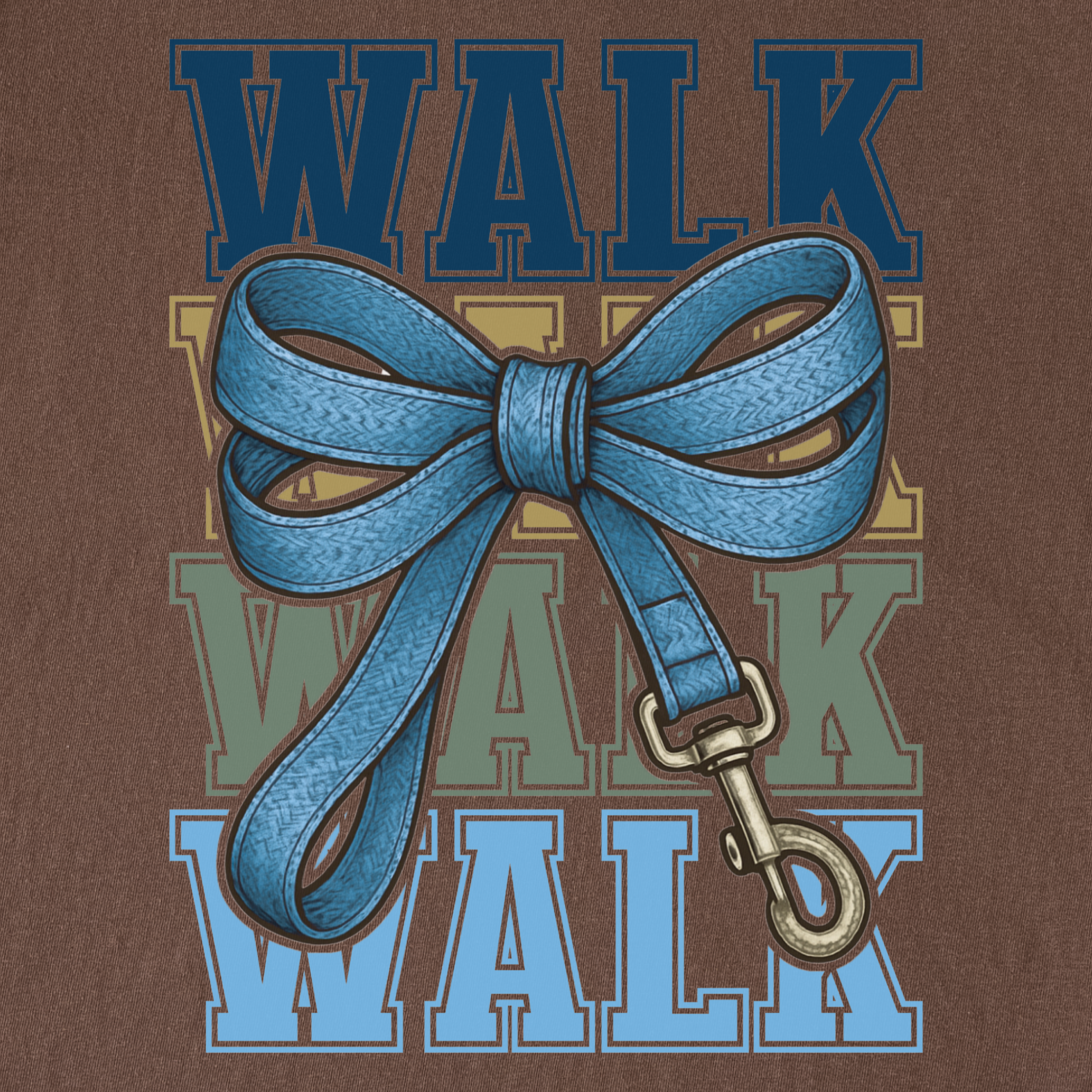 Retro WALK Dog Leash Bow Dog Bow Comfort Colors T-Shirt in Espresso