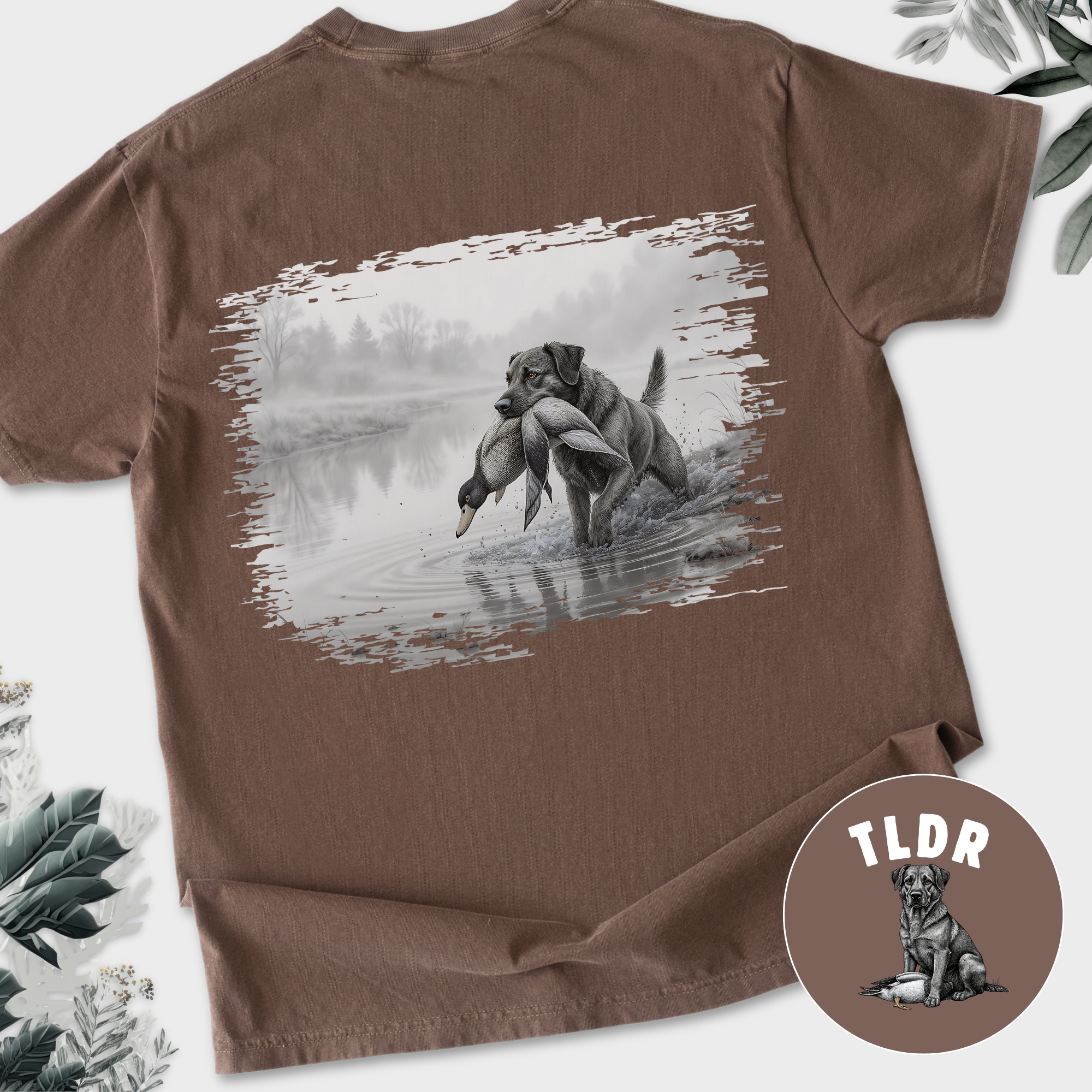 Line Art Too Long Didnt Read TLDR Dog Plus Duck Dog Graphic Comfort Colors T-Shirt in Espresso-T-Shirt-Espresso-Fetch N Found