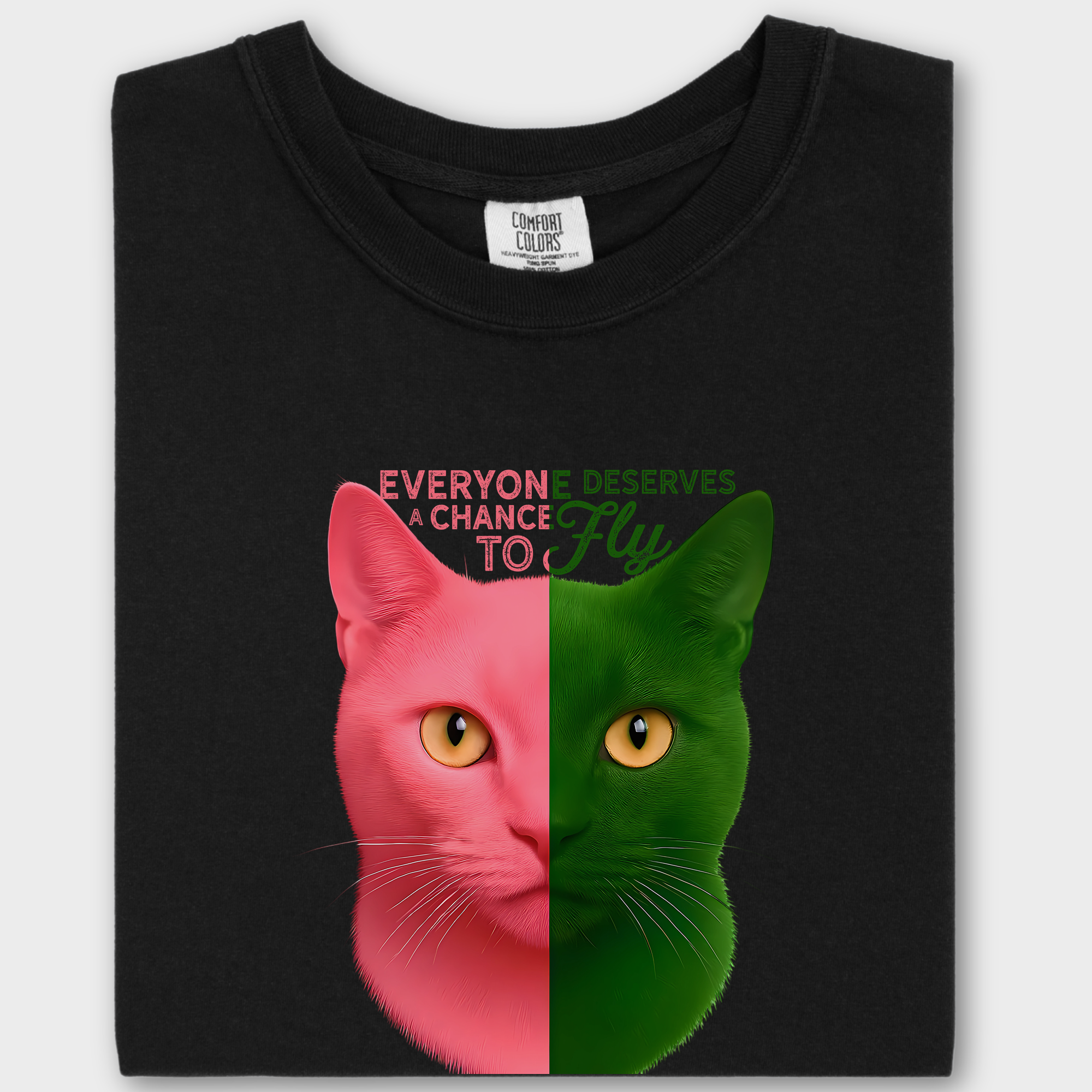 Movie-Inspired Everyone Deserves a Chance To Fly Cat Graphic Comfort Colors T-Shirt in Black-T-Shirt-Black-Fetch N Found