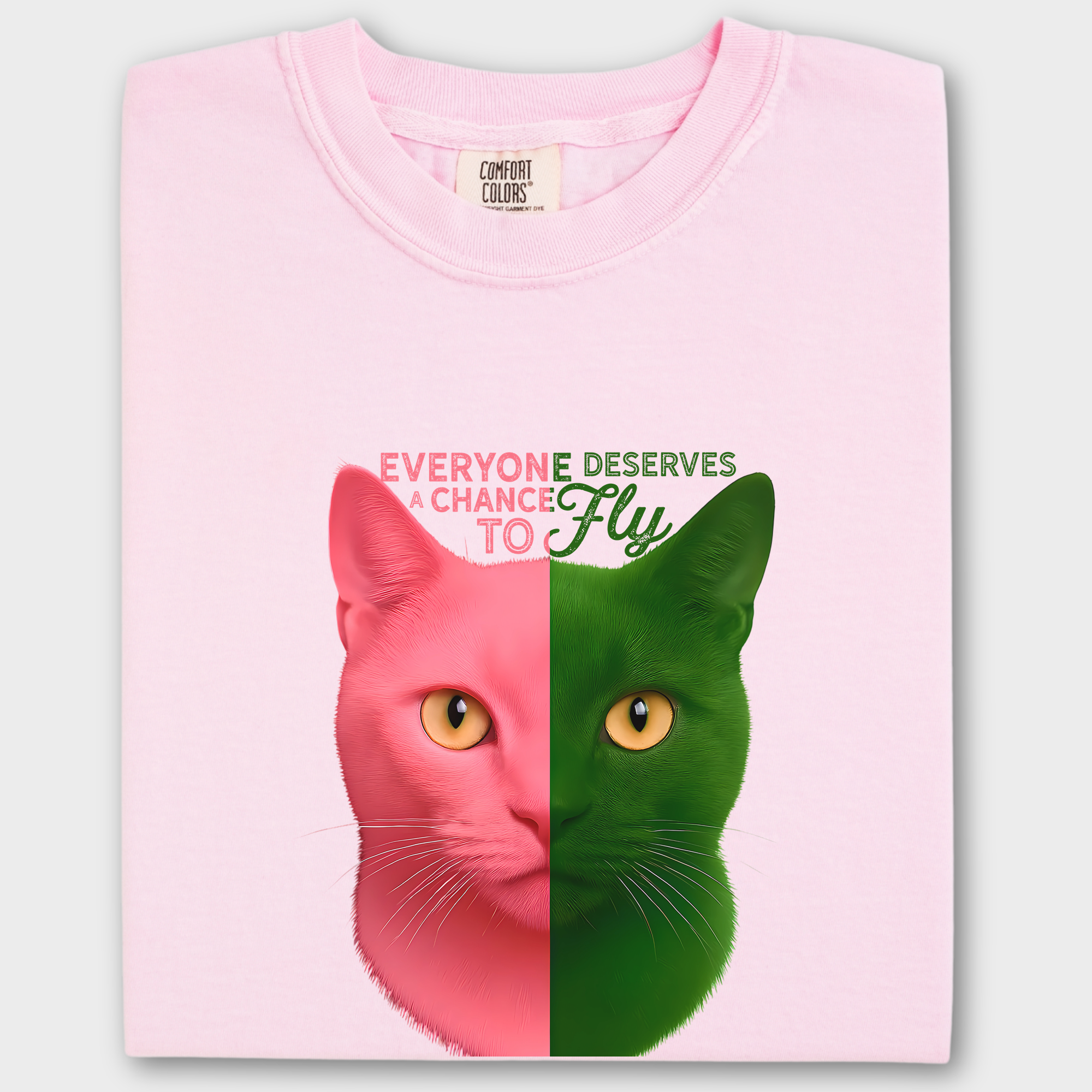Movie-Inspired Everyone Deserves a Chance To Fly Cat Graphic Comfort Colors T-Shirt in Blossom-T-Shirt-Blossom-Fetch N Found