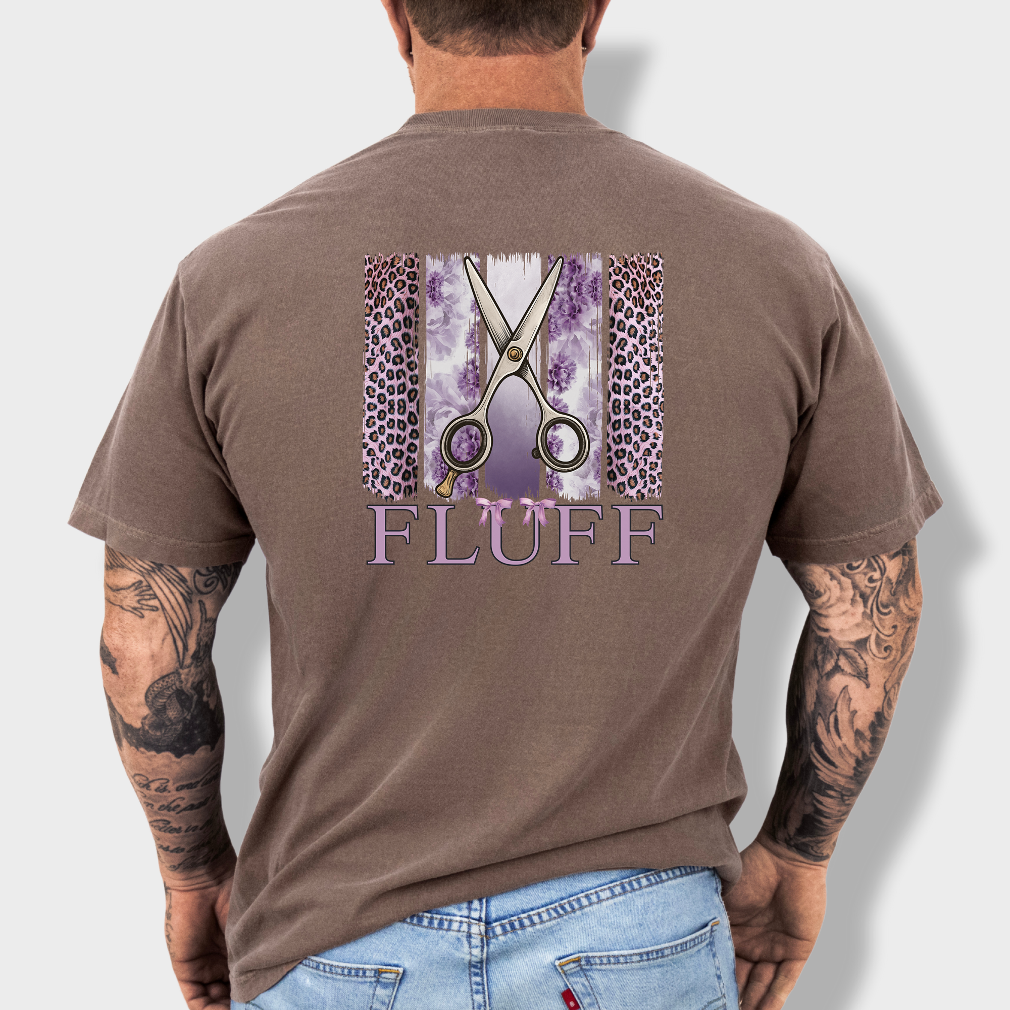 Artistic Groomer FLUFF Brush Stroke Dog Graphic Comfort Colors T-Shirt in Espresso-Fetch N Found