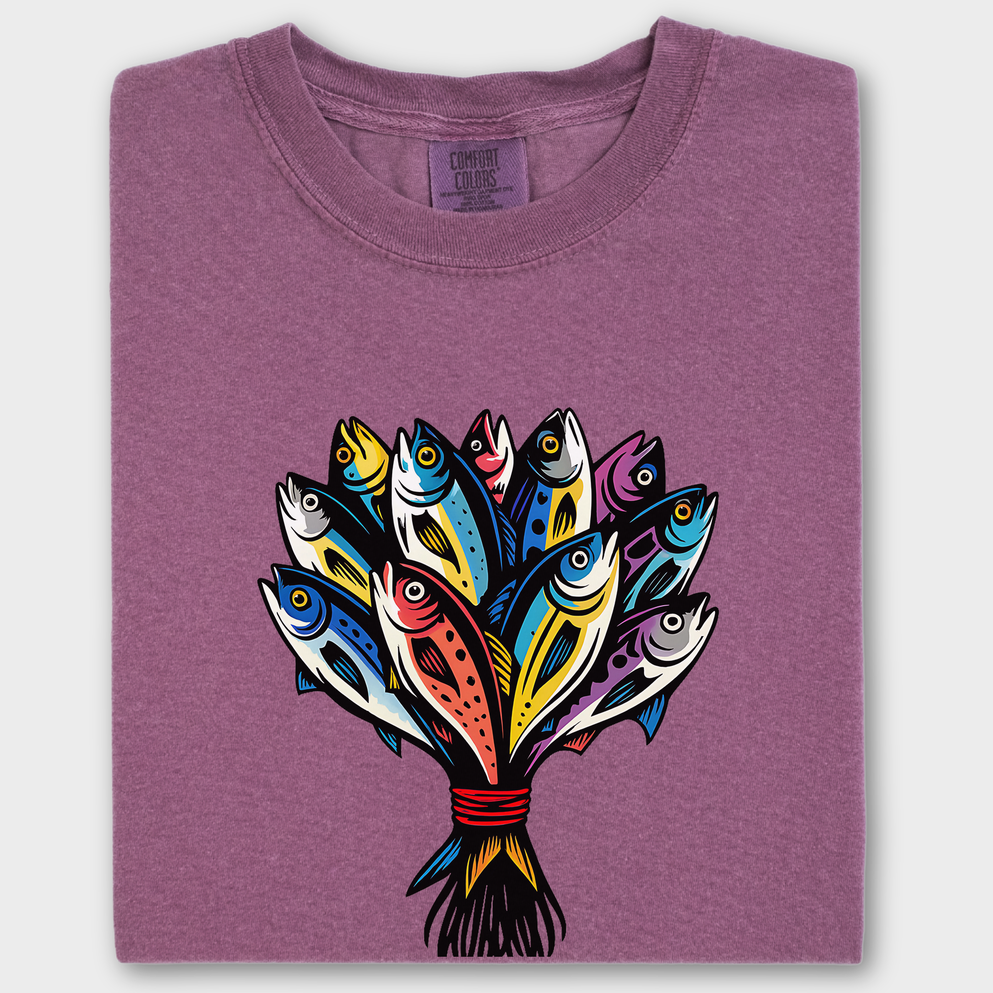 Artistic Fish Bouquet - A Cats Dream Cat Graphic Comfort Colors T-Shirt in Berry-T-Shirt-Berry-Fetch N Found