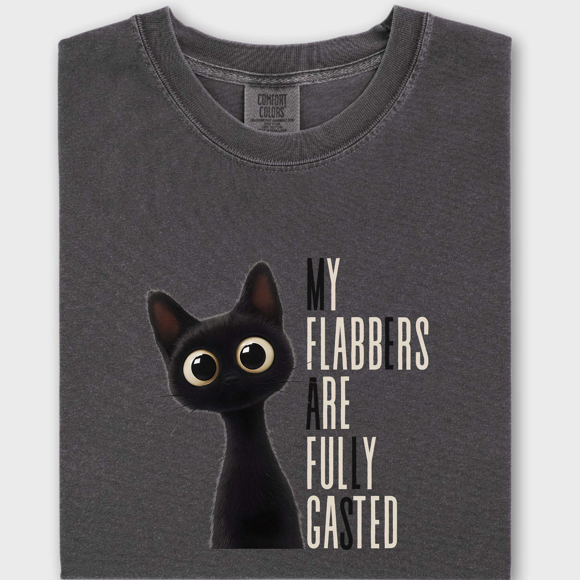 Retro My Flabbers Are Entirely Gasted Cat Graphic Comfort Colors T-Shirt in Pepper-T-Shirt-Pepper-Fetch N Found