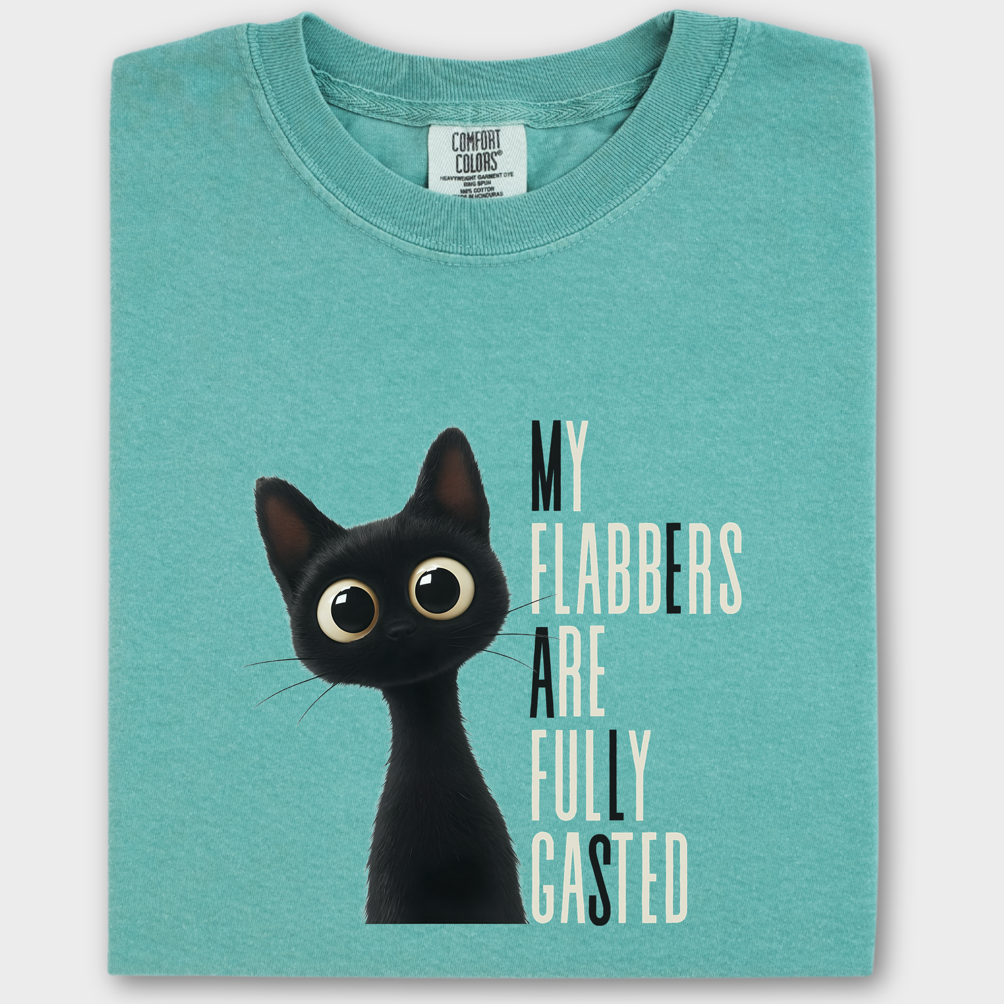 Retro My Flabbers Are Entirely Gasted Cat Graphic Comfort Colors T-Shirt in Seafoam-T-Shirt-Seafoam-Fetch N Found