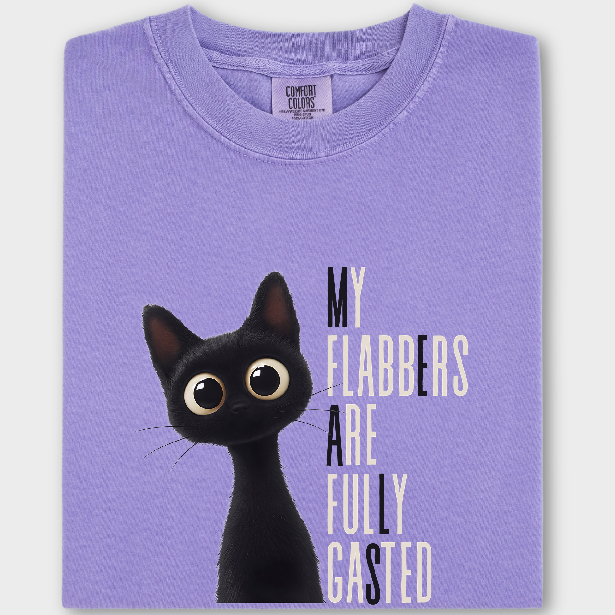 Retro My Flabbers Are Entirely Gasted Cat Graphic Comfort Colors T-Shirt in Violet-T-Shirt-Violet-Fetch N Found