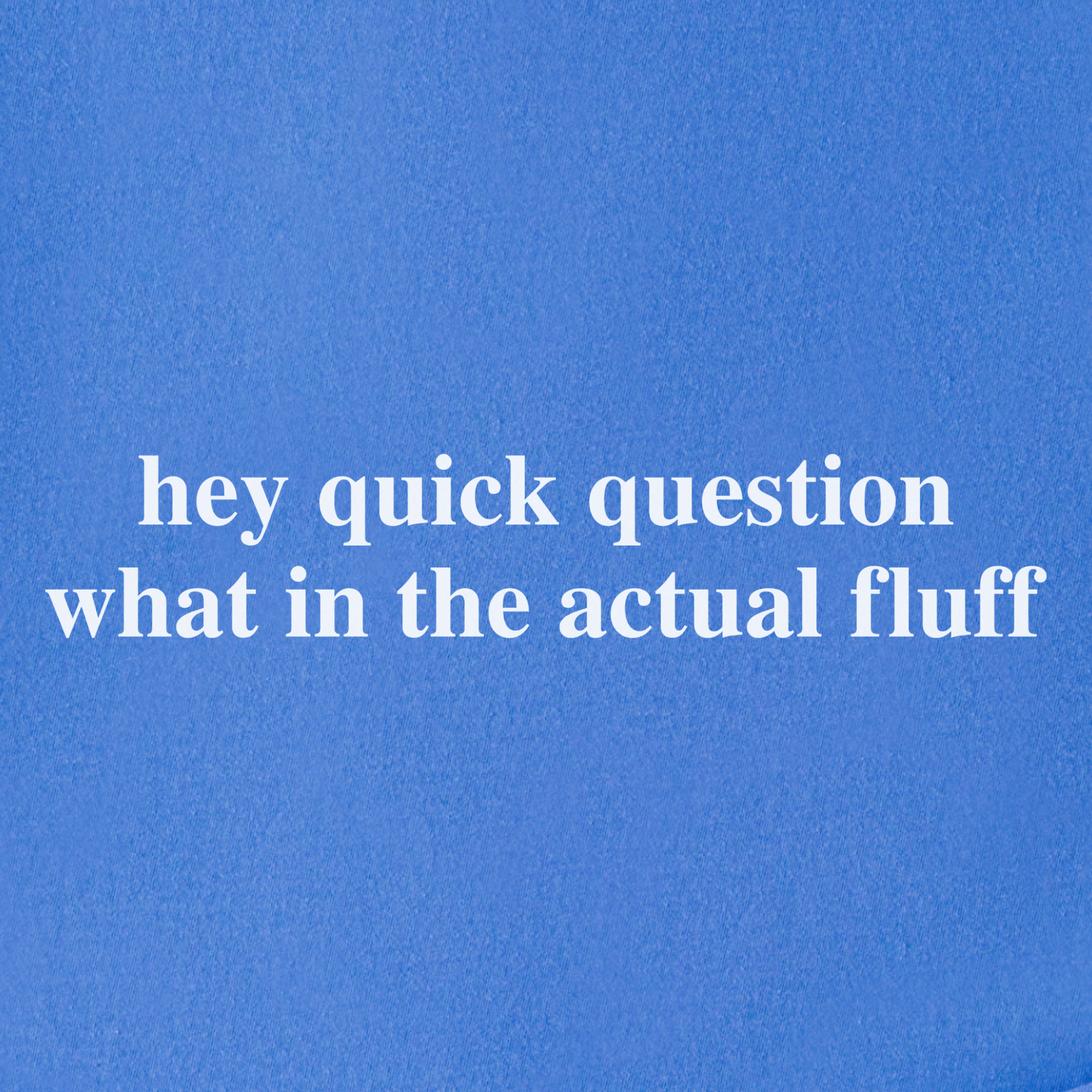 Modern Hey quick question FLUFF Pet Text Comfort Colors T-Shirt in Flo Blue