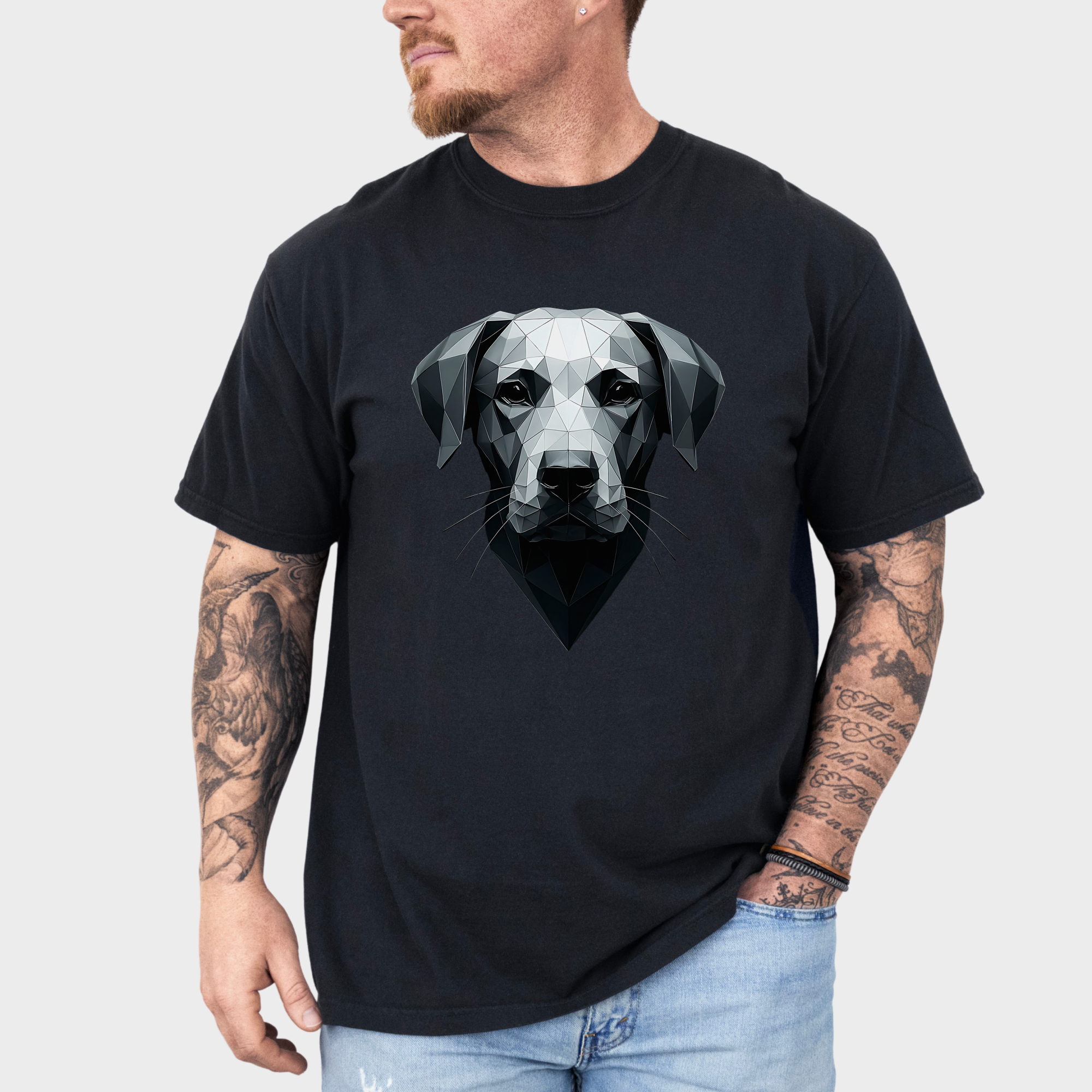 Artistic Geometric Dog Dog Graphic Comfort Colors T-Shirt in Black-Fetch N Found