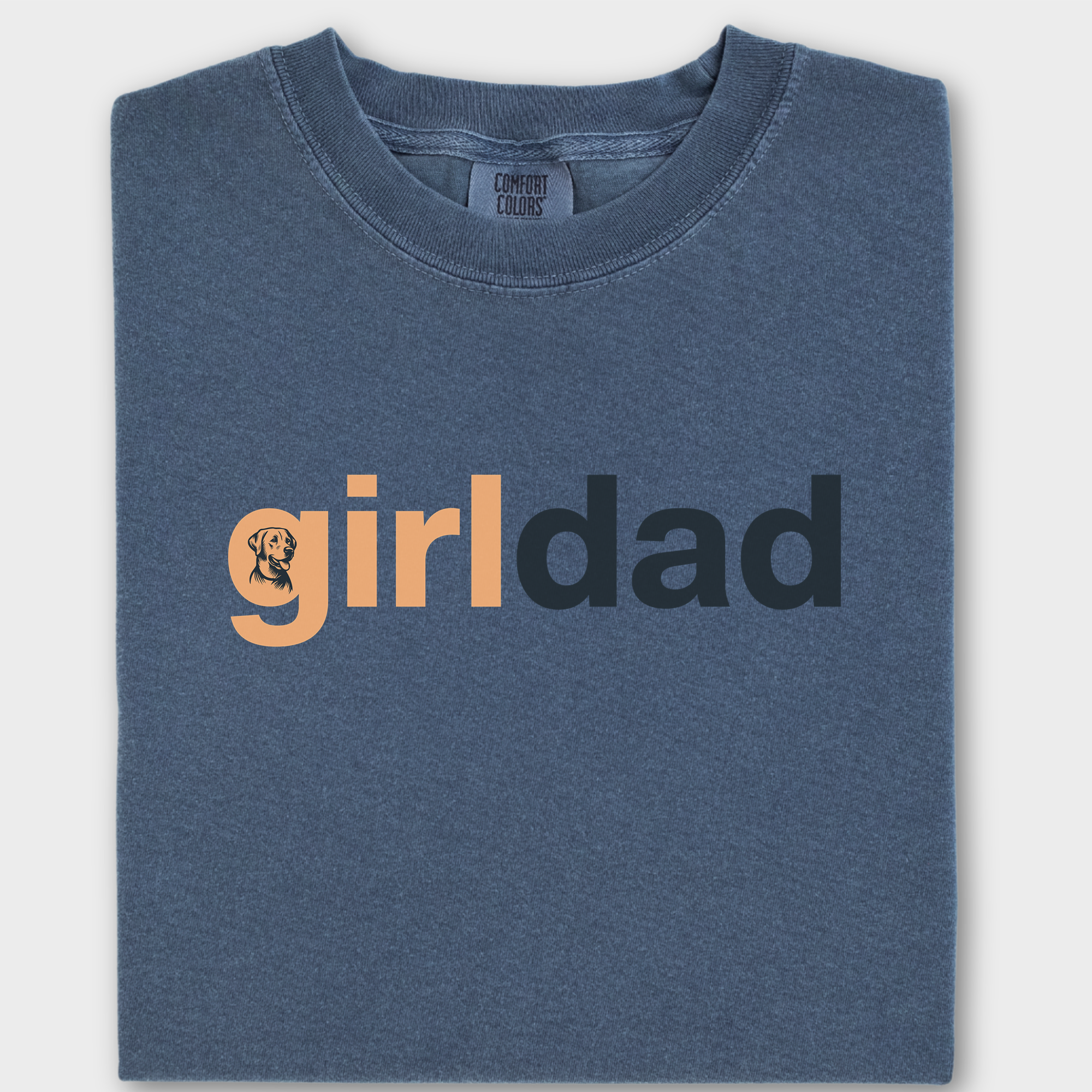 Artistic Girl Dog Dad Dog Text Comfort Colors T-Shirt in Denim-Fetch N Found