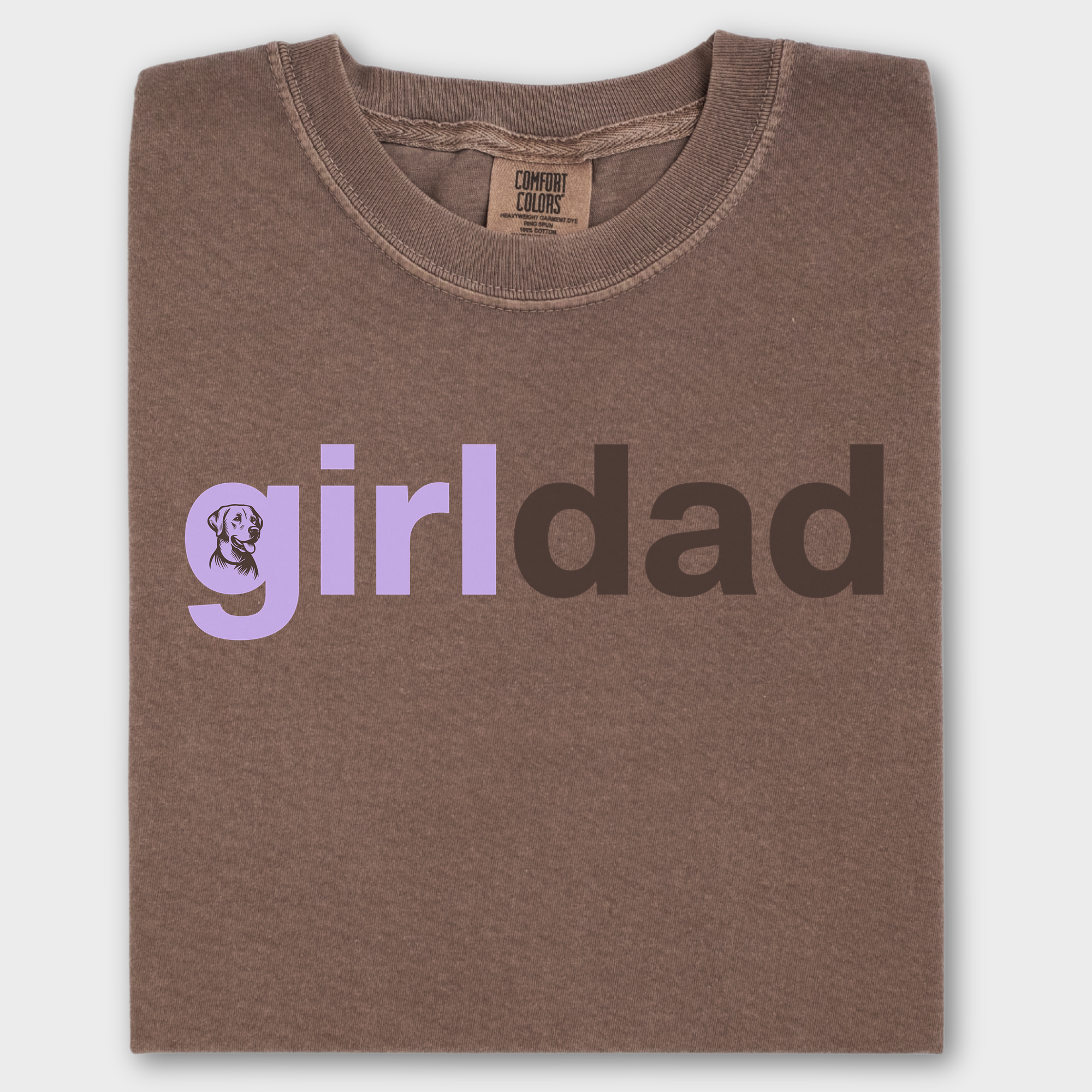 Artistic Girl Dog Dad Dog Text Comfort Colors T-Shirt in Espresso-Fetch N Found