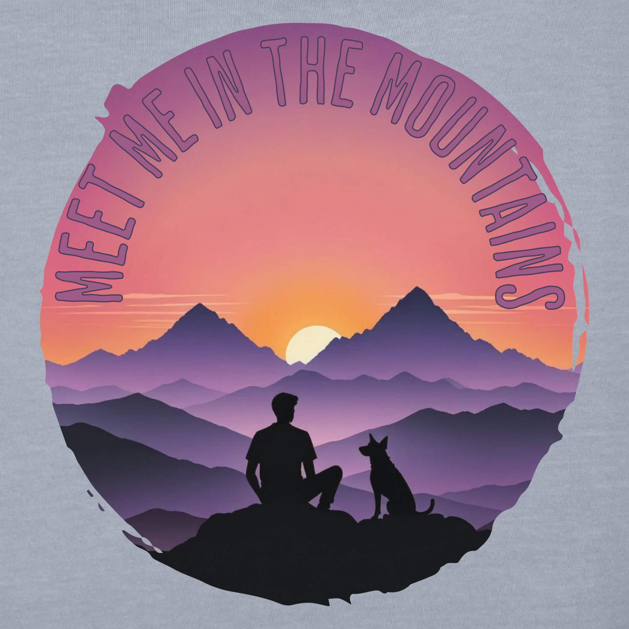 Retro Meet Me In The Mountains Dog Graphic Comfort Colors T-Shirt in Granite