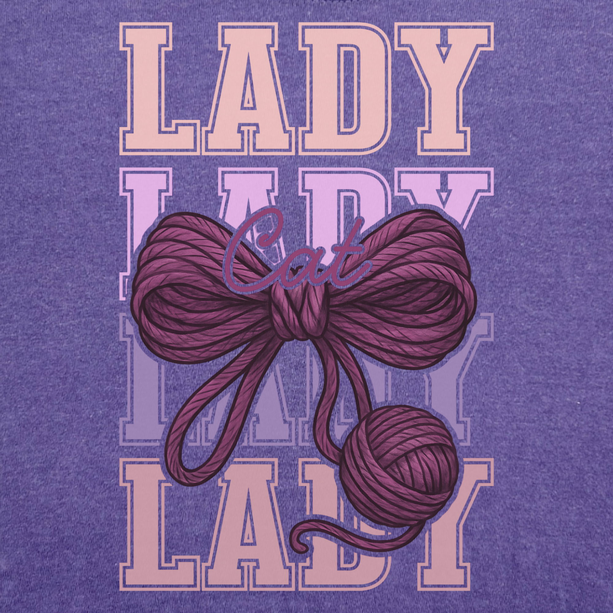 Retro Cat LADY Yarn Bow Cat Bow Comfort Colors T-Shirt in Grape