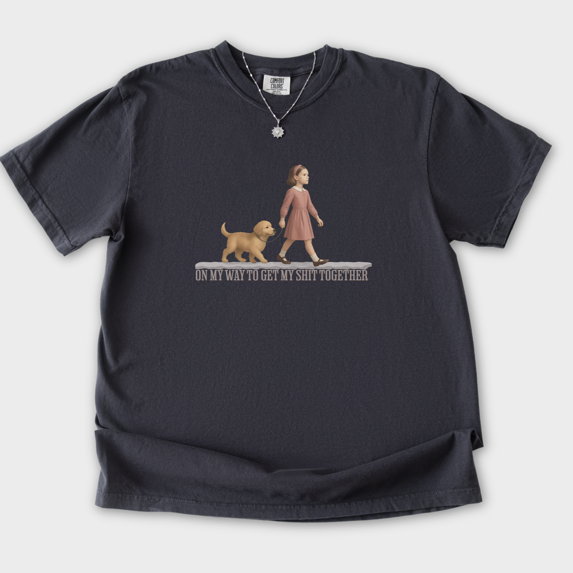 Vintage On My Way To Get My Stuff Together Dog Graphic Comfort Colors T-Shirt in Graphite