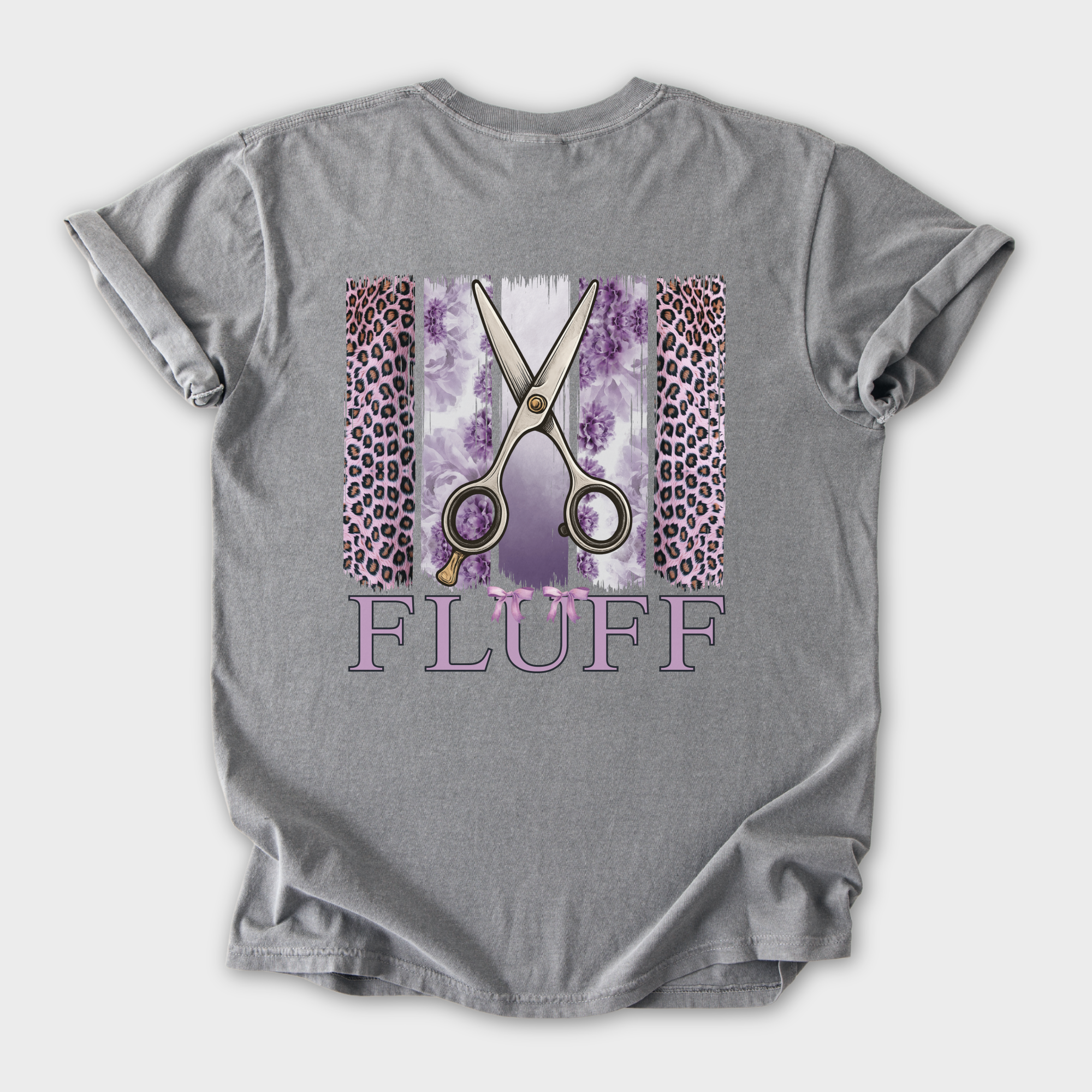 Artistic Groomer FLUFF Brush Stroke Dog Graphic Comfort Colors T-Shirt in Gray