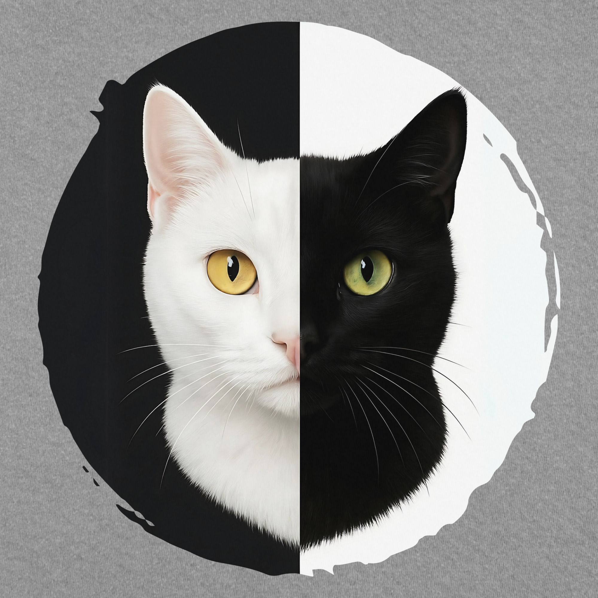 Retro Black and White Cat Head Cat Graphic Comfort Colors T-Shirt in Grey
