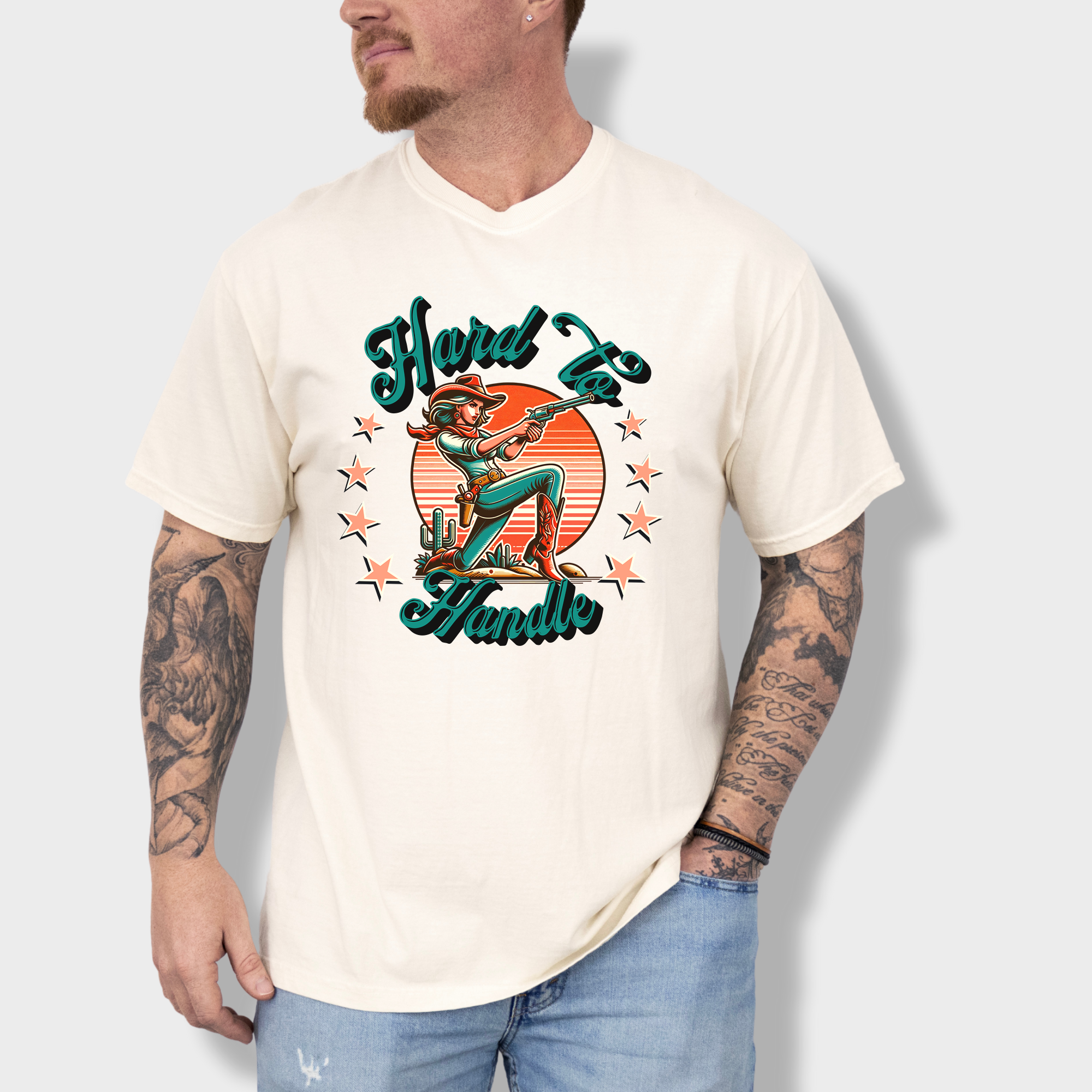 Western Hard To Handle Animal Graphic Comfort Colors T-Shirt in Ivory-Fetch N Found
