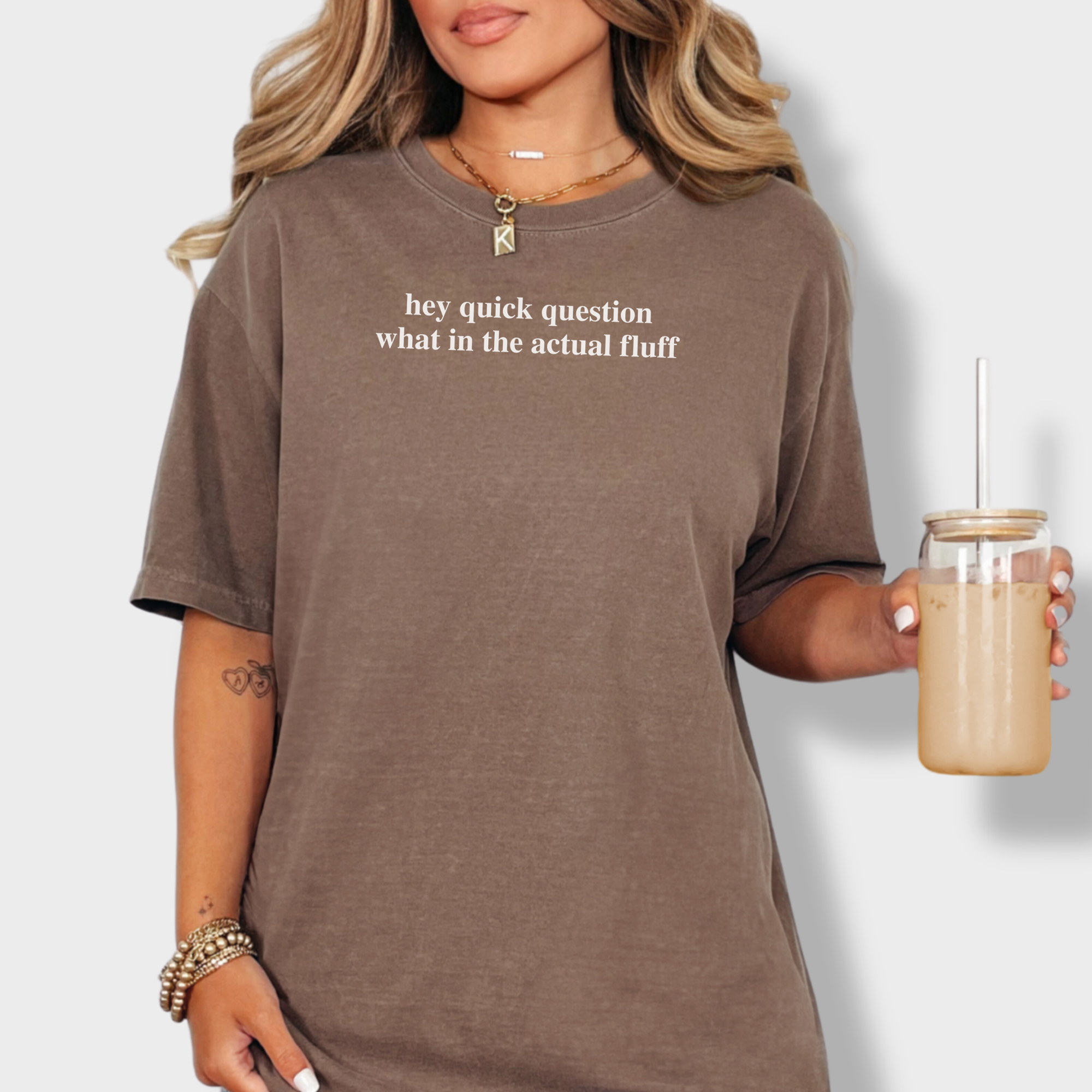 Modern Hey quick question FLUFF Pet Text Comfort Colors T-Shirt in Espresso-Fetch N Found