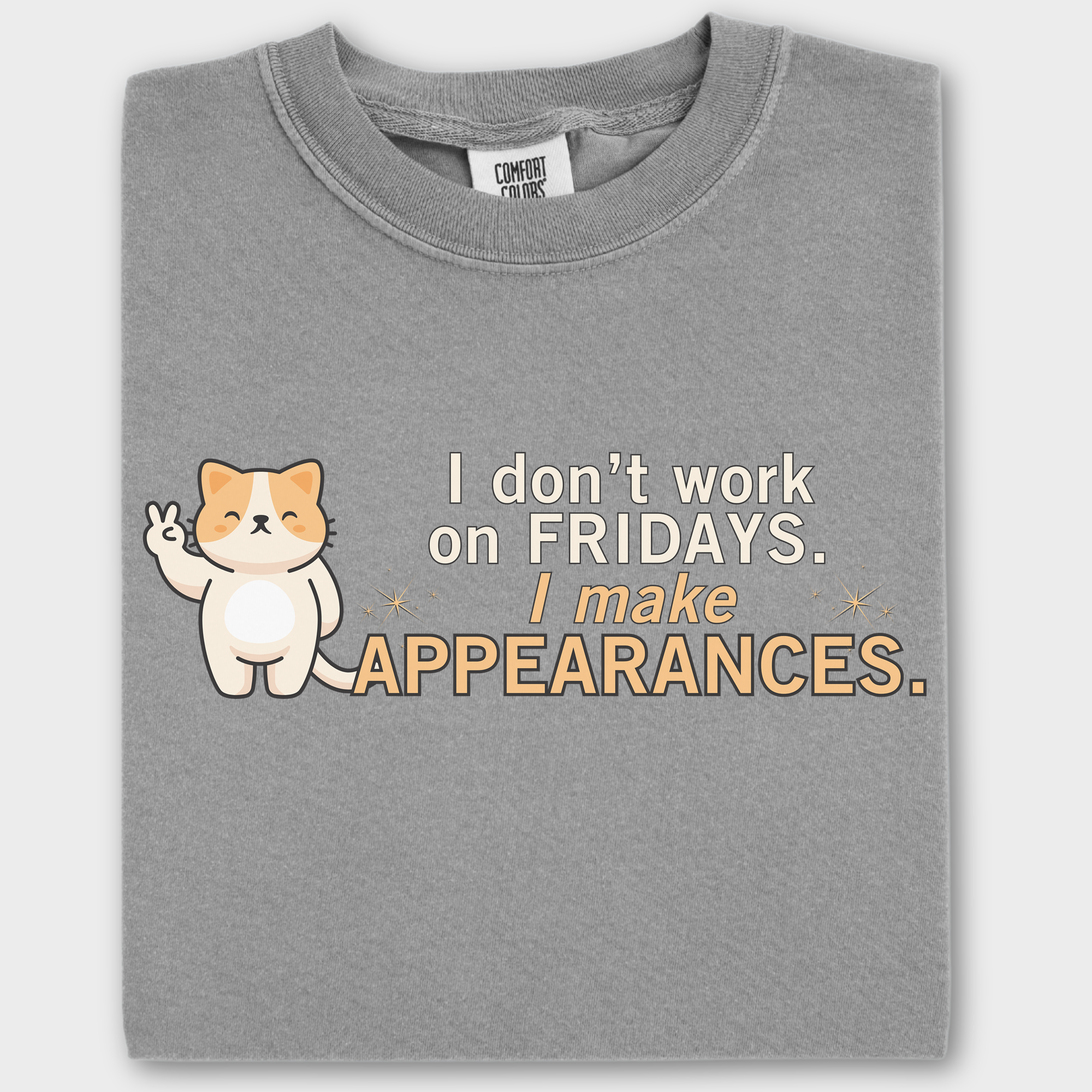 Retro I Don't Work on Fridays Cat Graphic Comfort Colors T-Shirt in Grey-Fetch N Found
